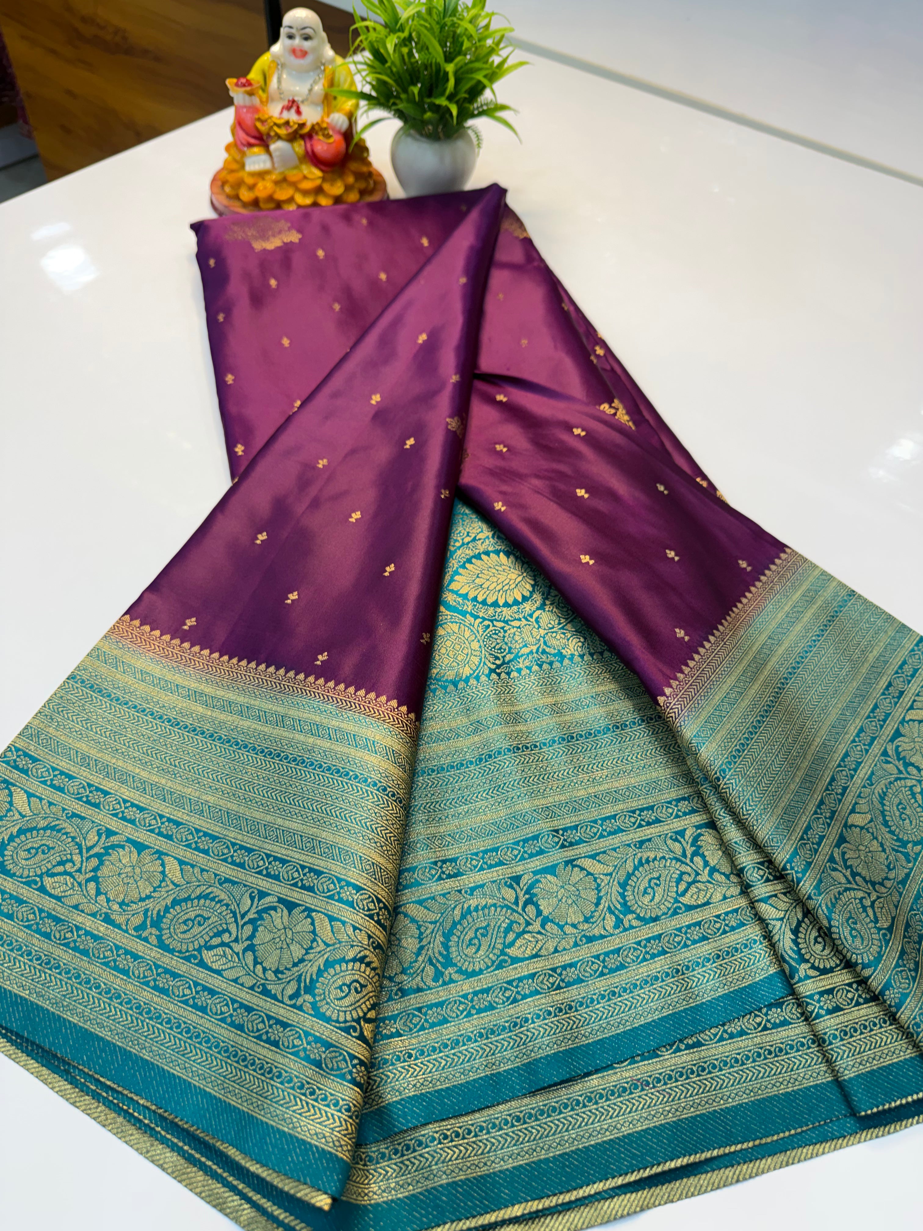 Premium Satin Saree with Buttas & Rich Pallu