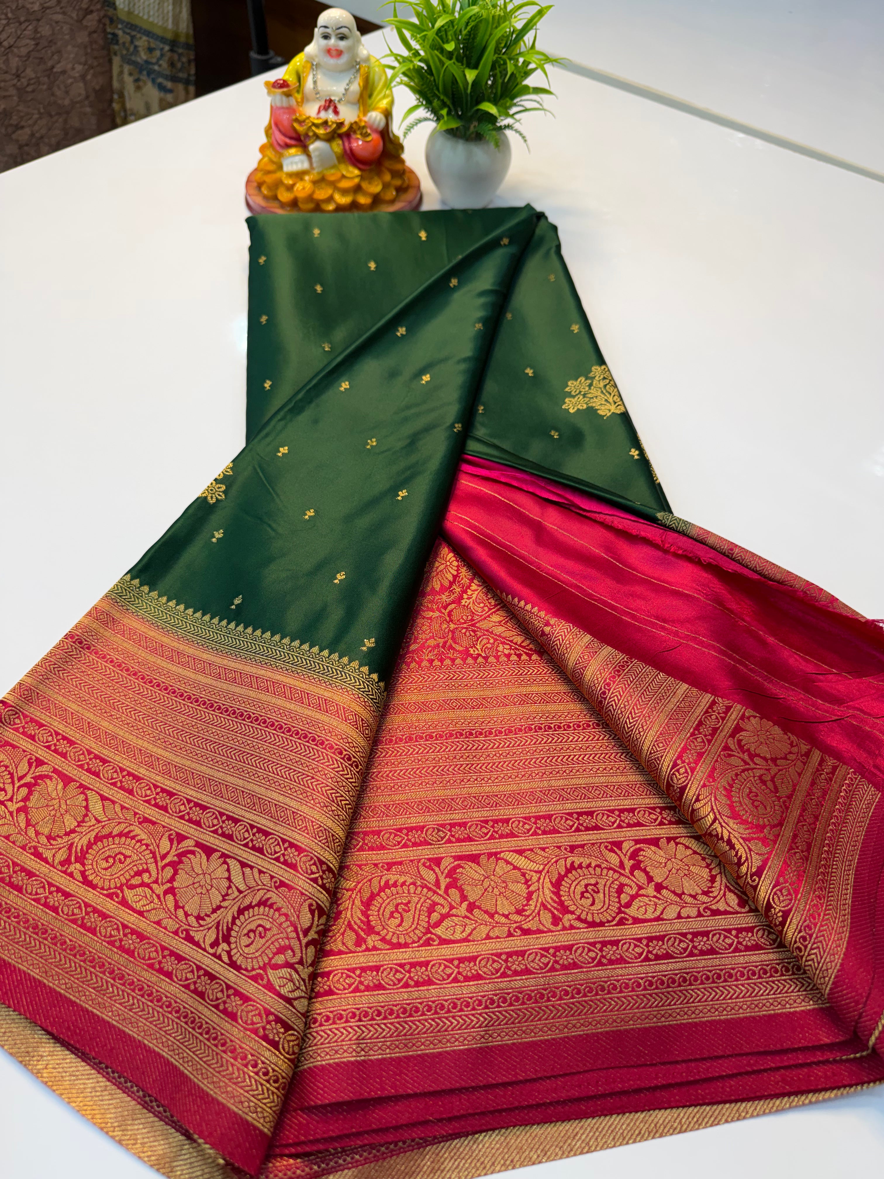 Premium Satin Saree with Buttas & Rich Pallu