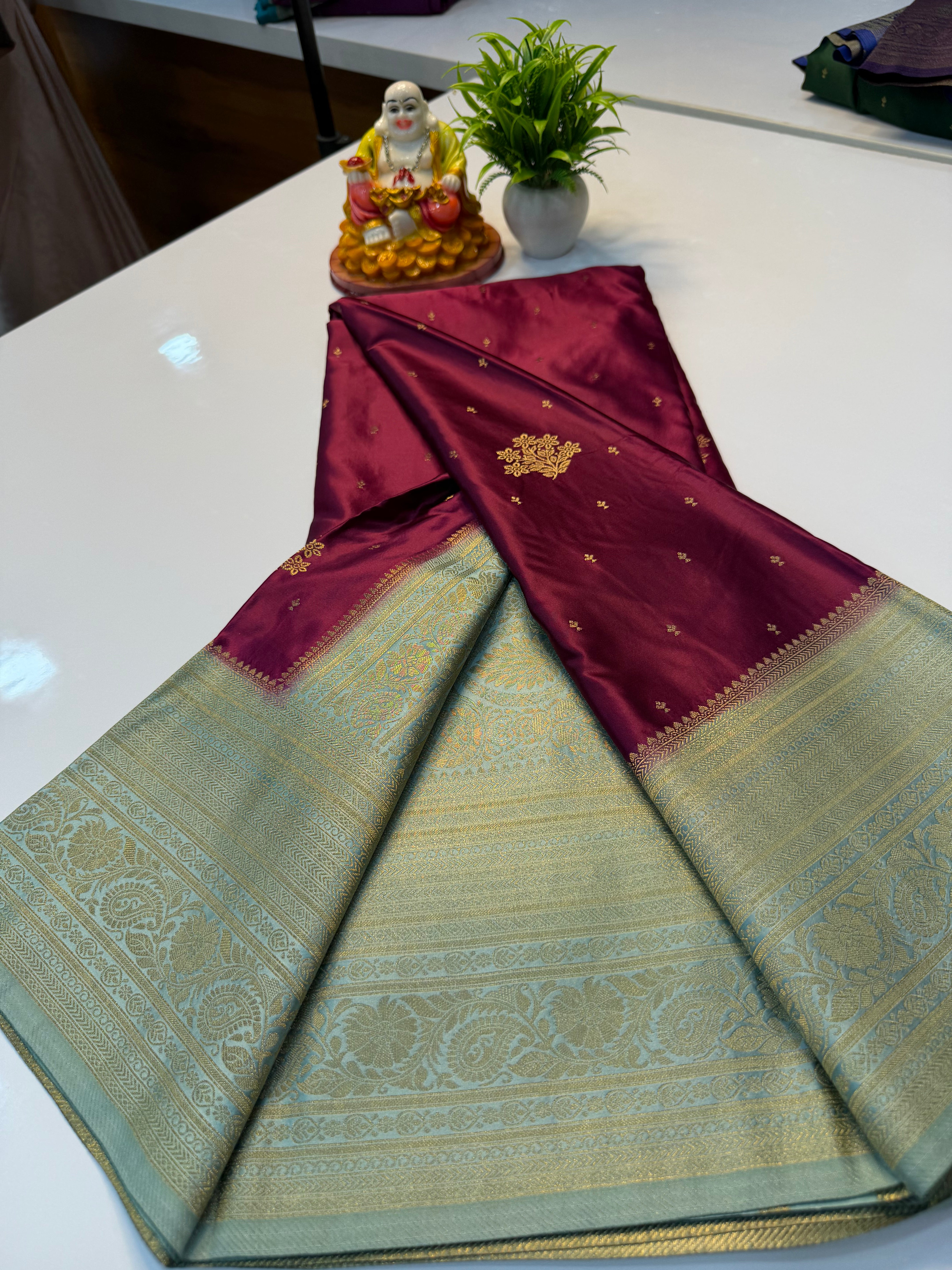 Premium Satin Saree with Buttas & Rich Pallu