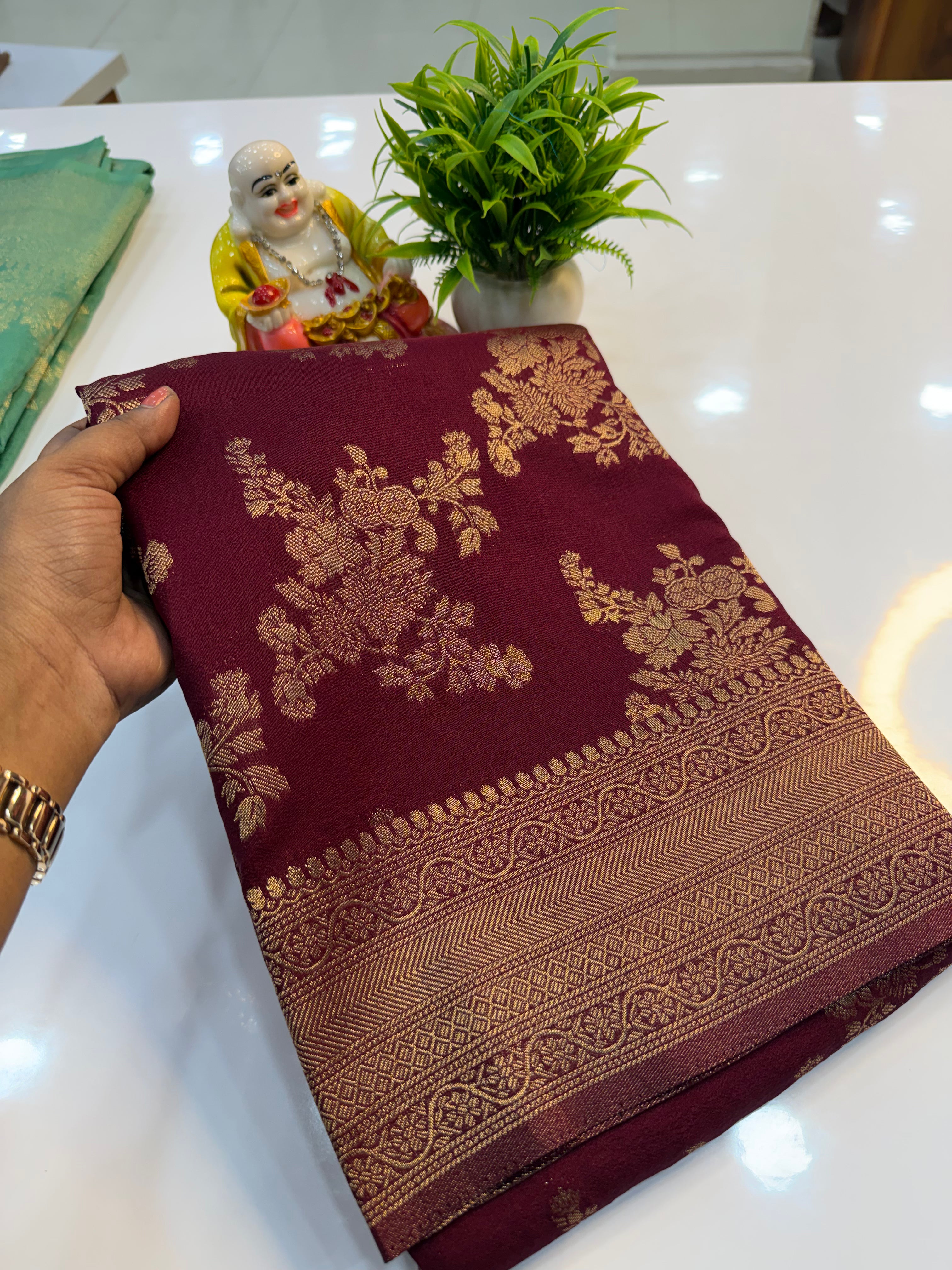 Premium Georgette Saree with Jaal Pattern | Rich Pallu & Butta Blouse…