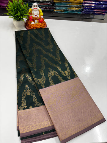 Semi Silk Saree with Beautiful Stripes &amp; Rich Pallu