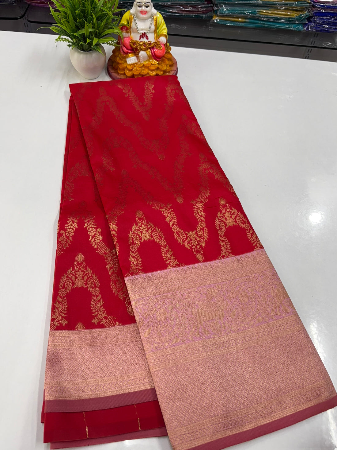 Semi Silk Saree with Beautiful Stripes &amp; Rich Pallu