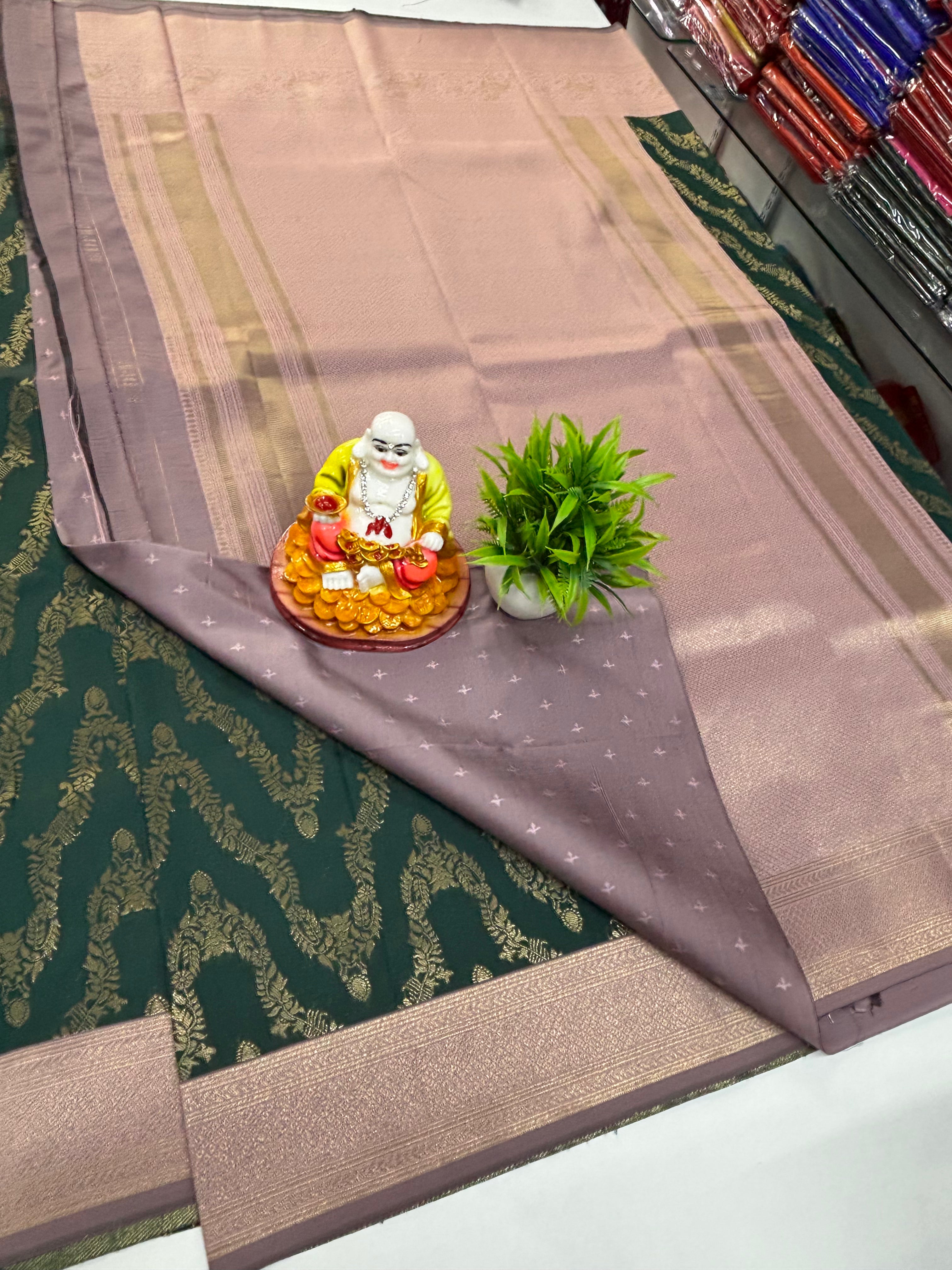 Semi Silk Saree with Beautiful Stripes &amp; Rich Pallu