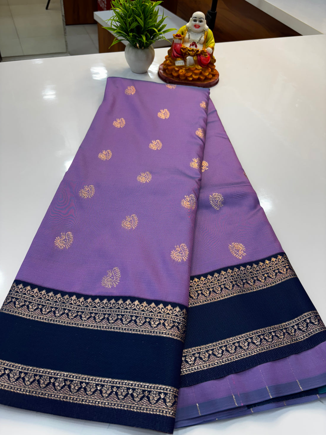 Semi Silk Saree with Elegant Peacock Design & Rich Pallu