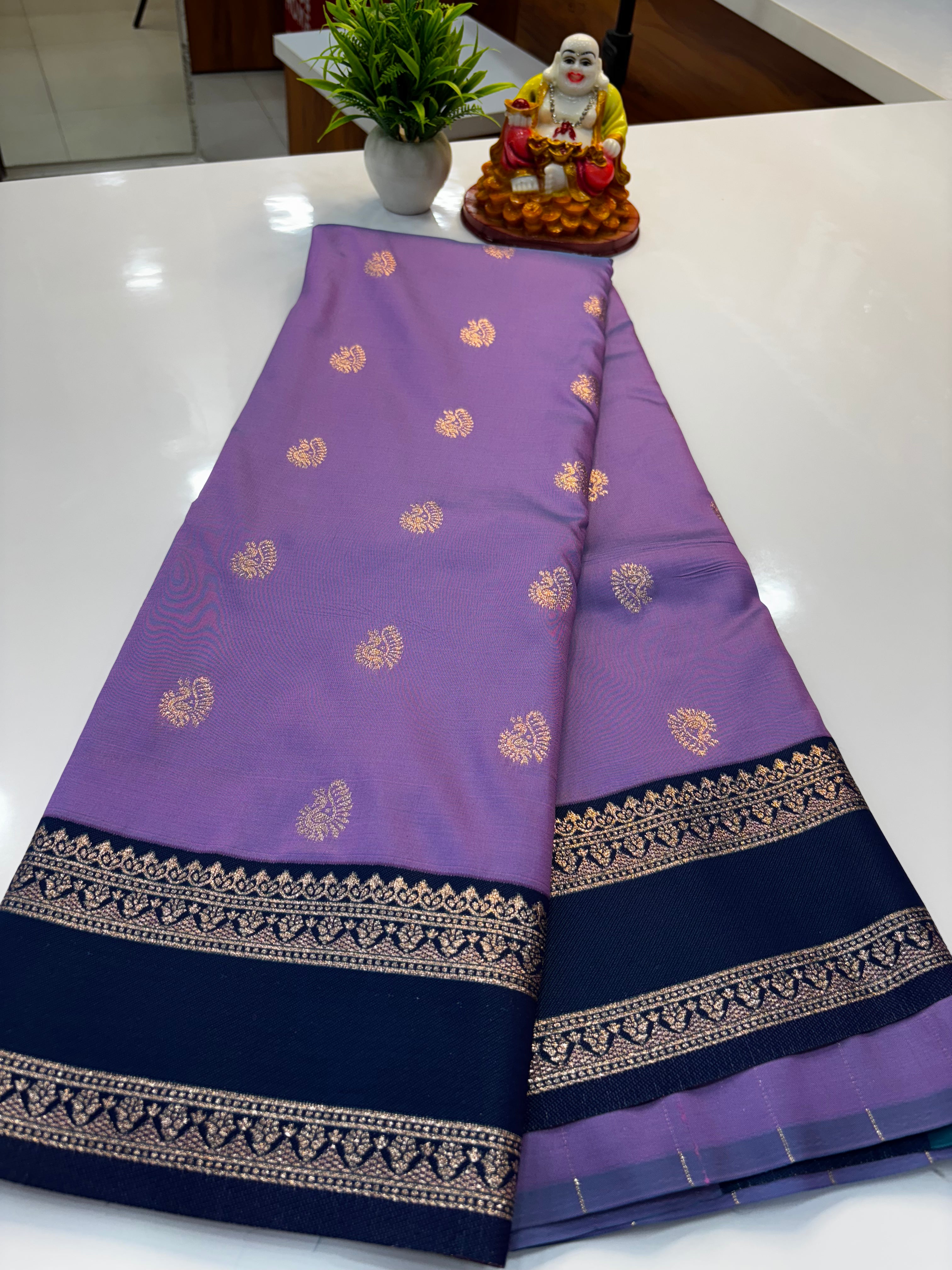 Semi Silk Saree with Elegant Peacock Design & Rich Pallu