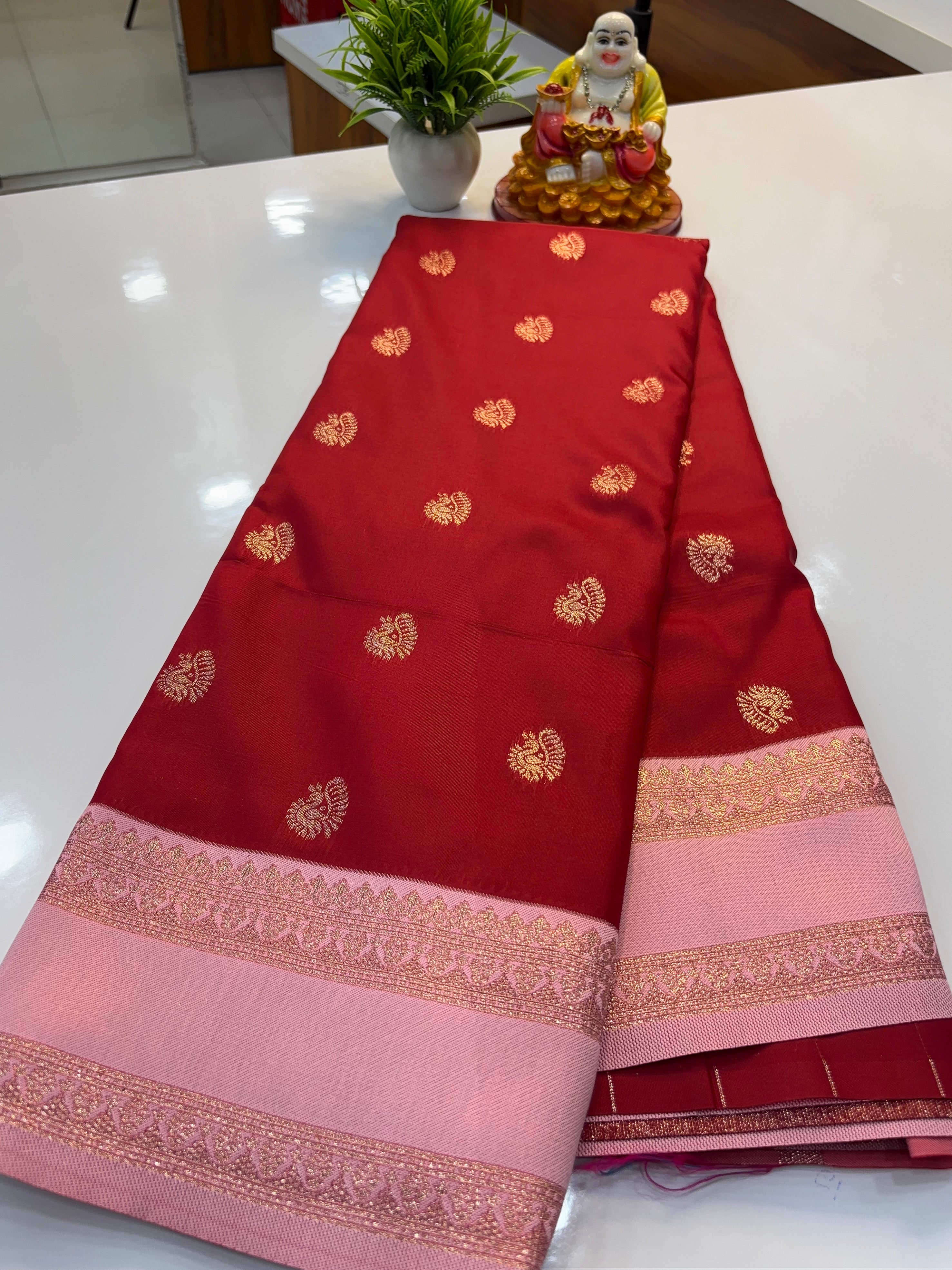 Semi Silk Saree with Elegant Peacock Design & Rich Pallu