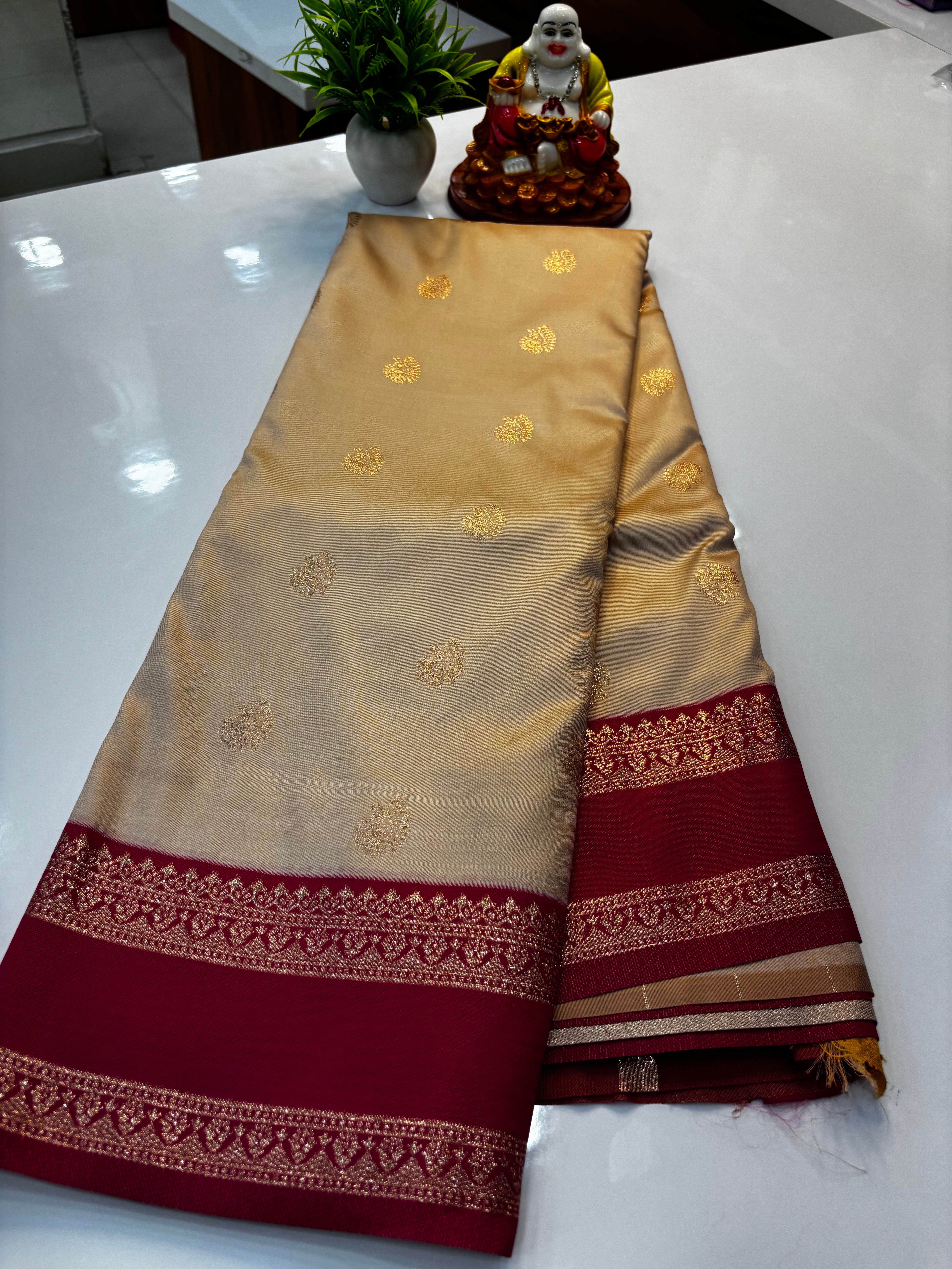 Semi Silk Saree with Elegant Peacock Design & Rich Pallu