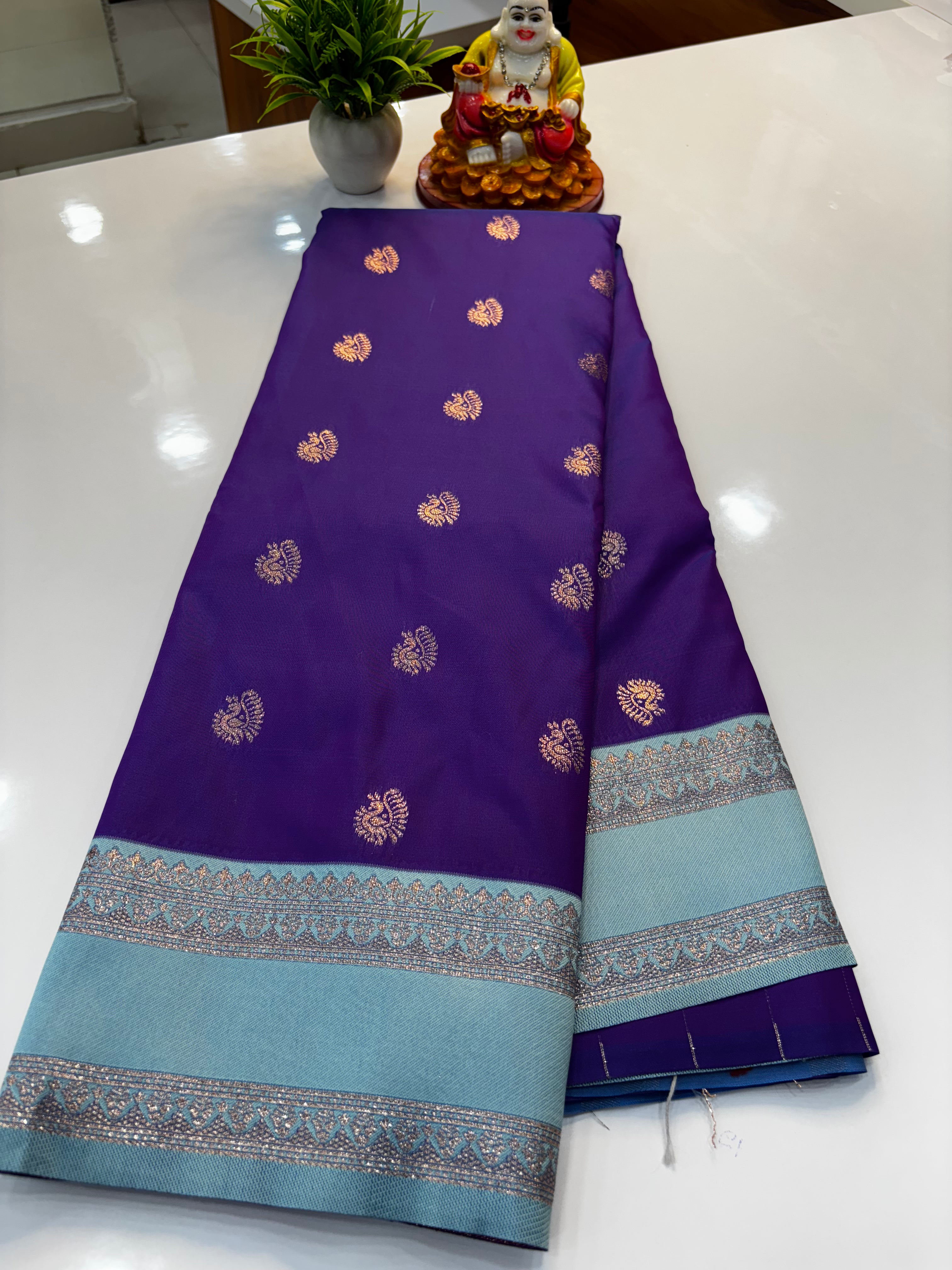 Semi Silk Saree with Elegant Peacock Design & Rich Pallu
