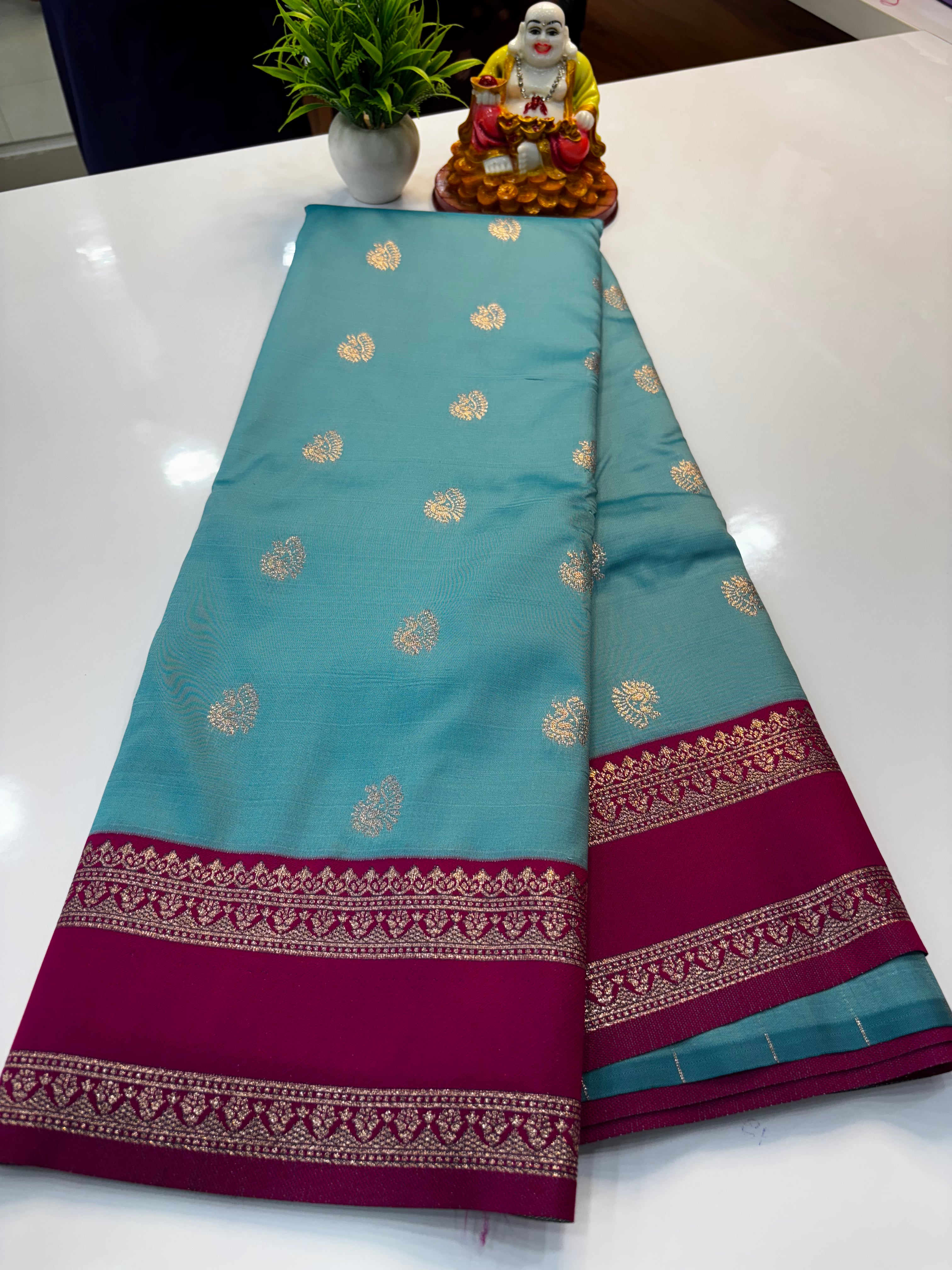 Semi Silk Saree with Elegant Peacock Design & Rich Pallu