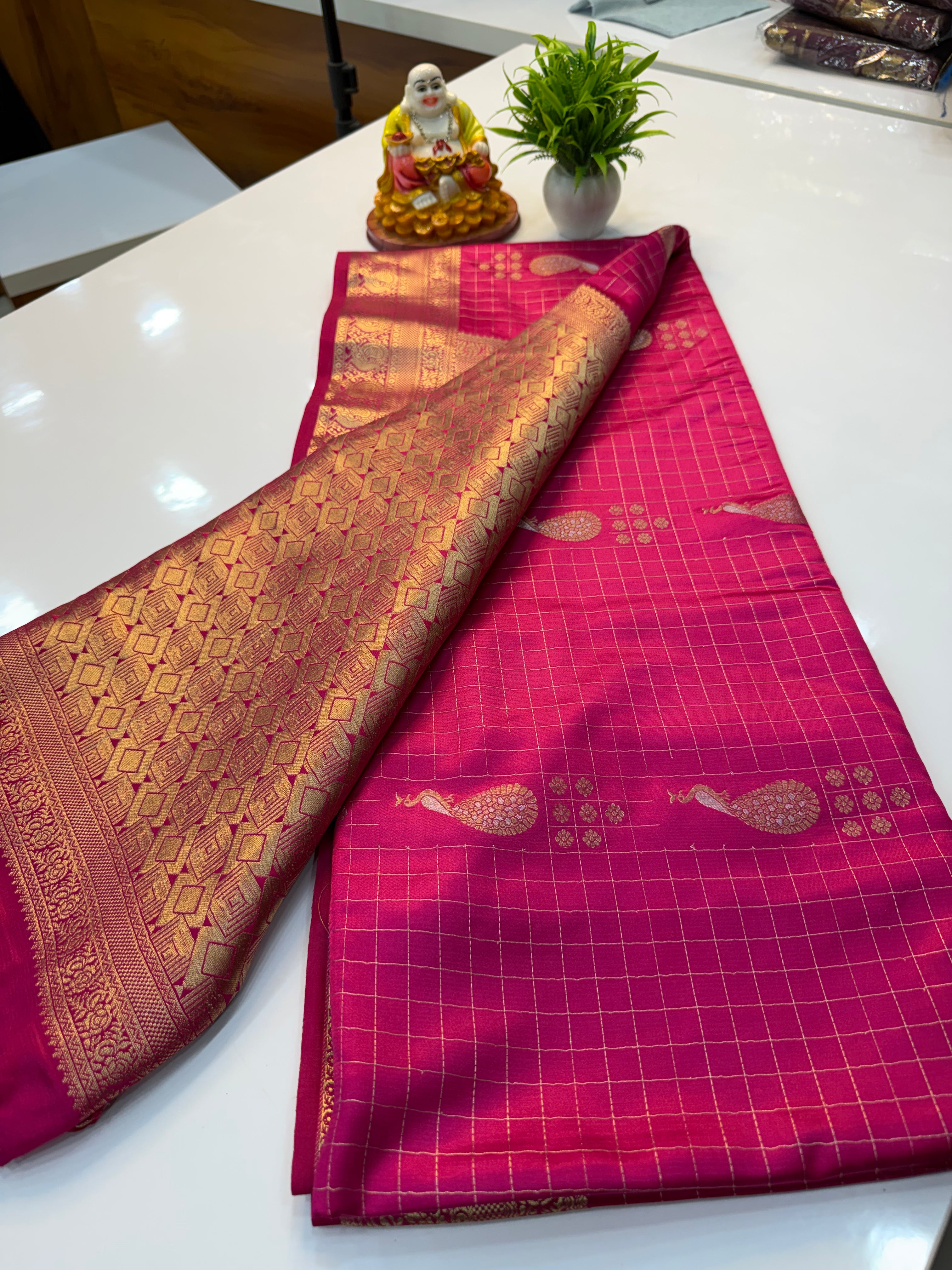 Premium Satin Saree with Peacock Design & Rich Pallu | Padmavathi Silks and Sarees…