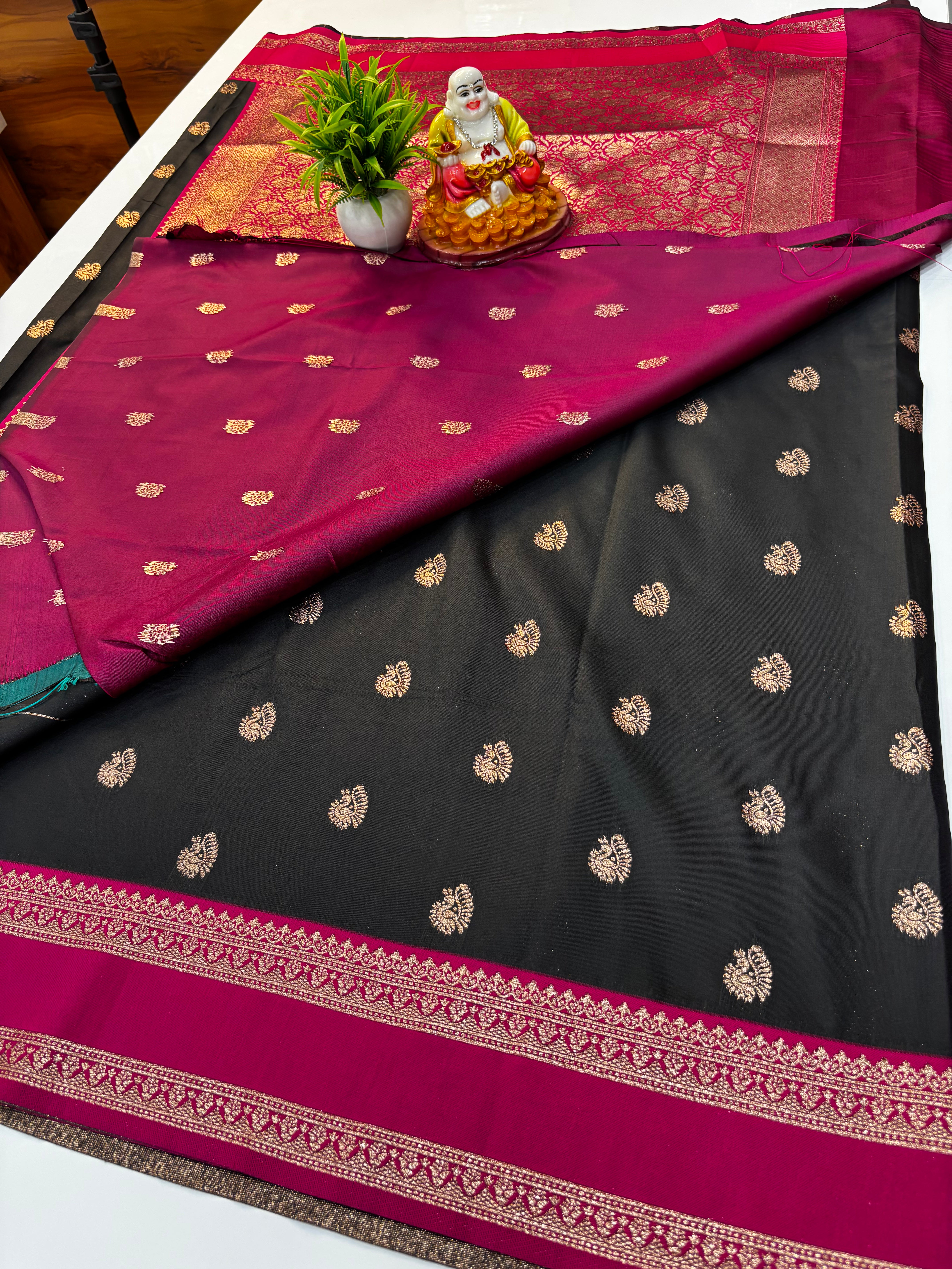 Semi Silk Saree with Elegant Peacock Design & Rich Pallu