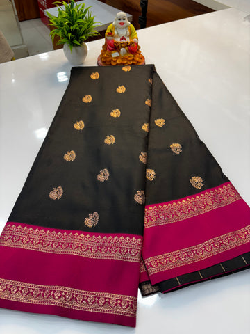 Semi Silk Saree with Elegant Peacock Design & Rich Pallu