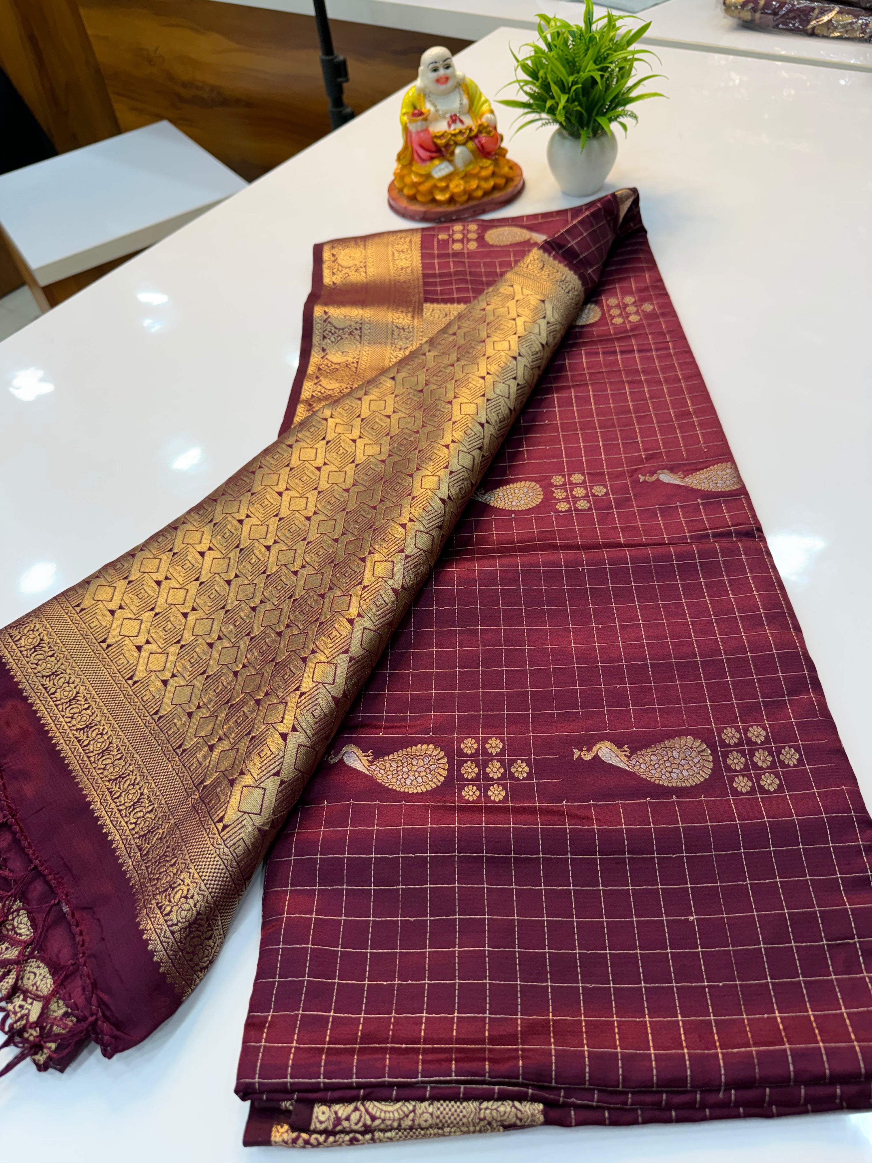 Premium Satin Saree with Peacock Design & Rich Pallu | Padmavathi Silks and Sarees…