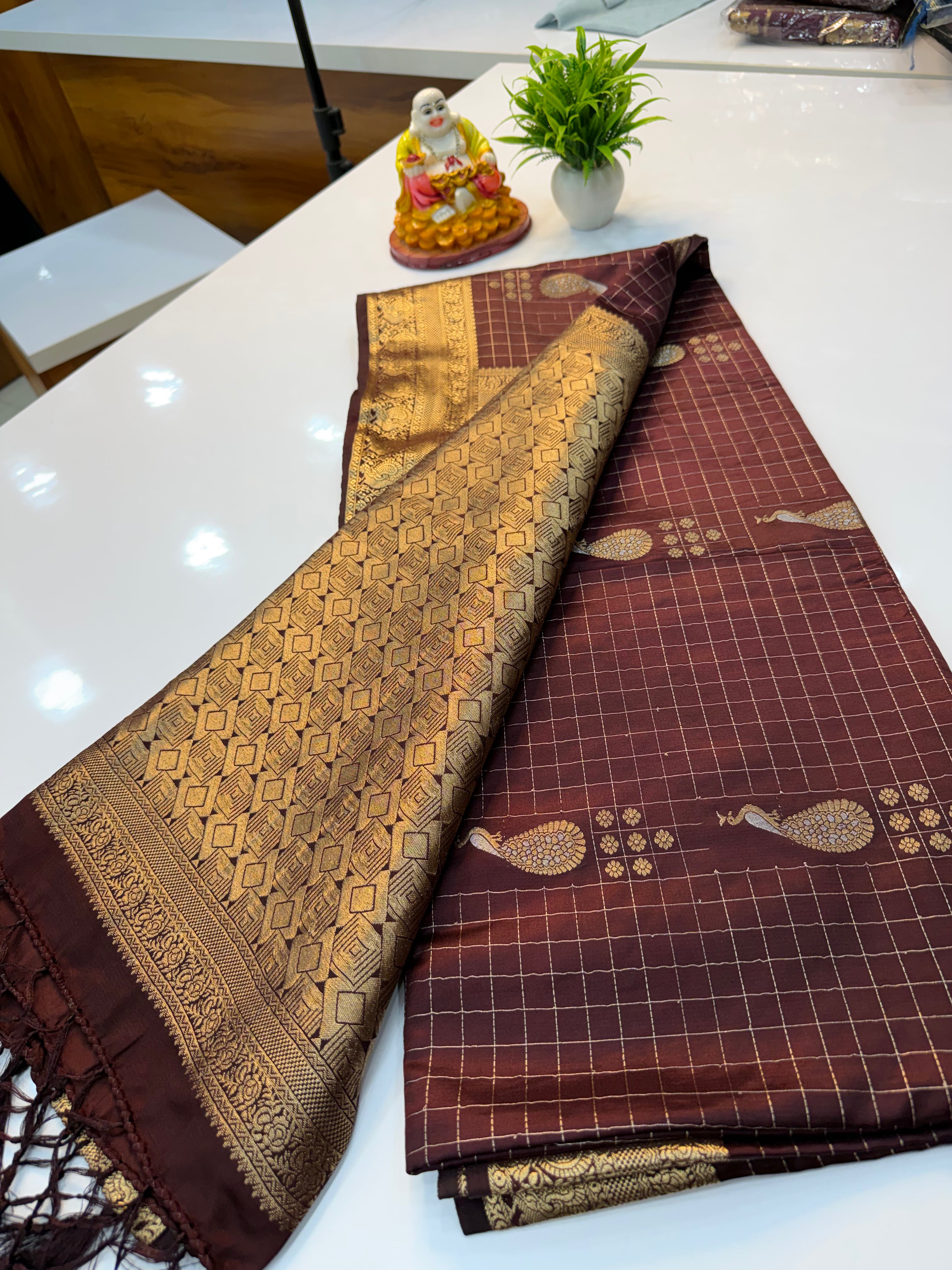 Premium Satin Saree with Peacock Design & Rich Pallu | Padmavathi Silks and Sarees…