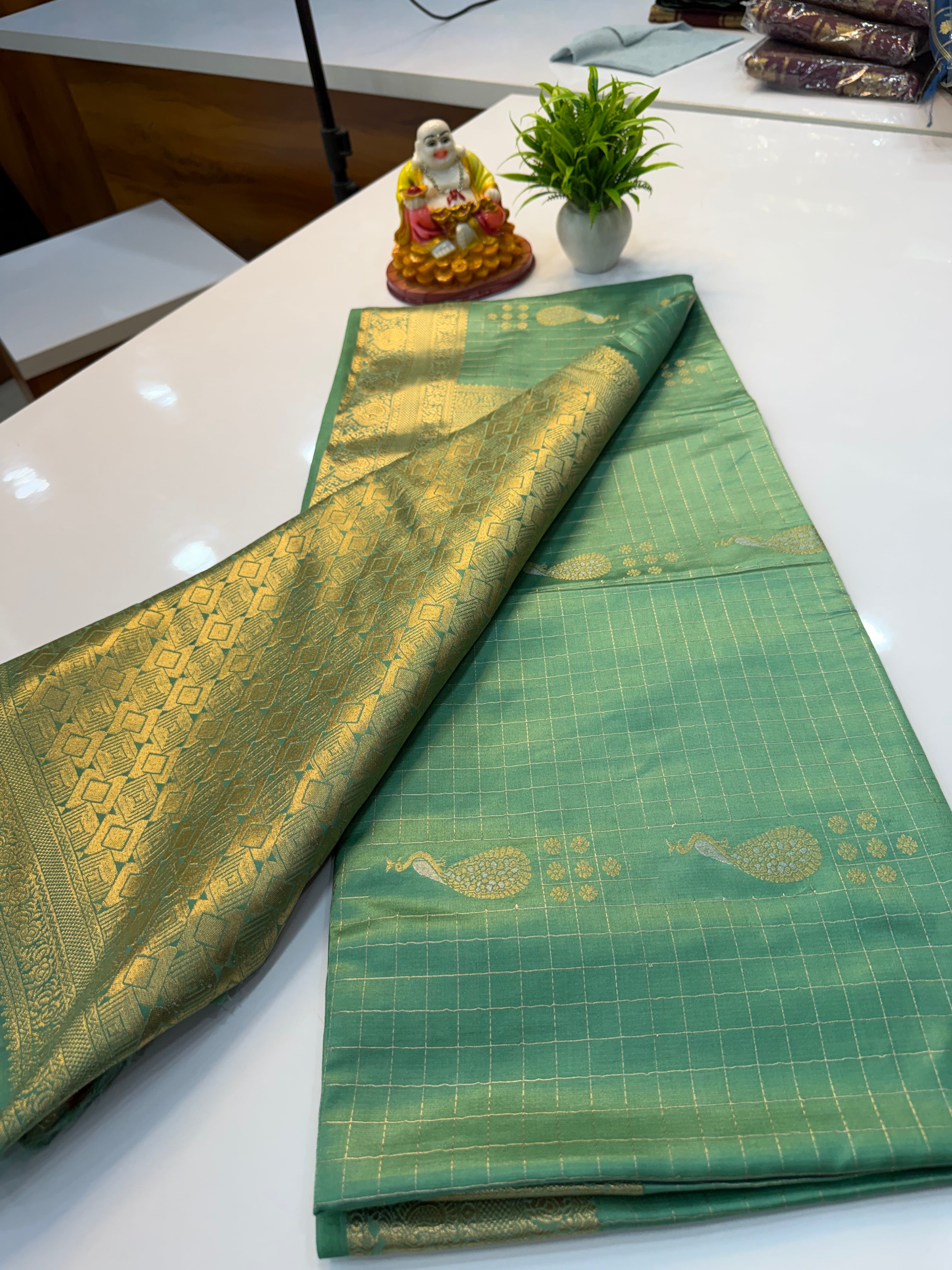 Premium Satin Saree with Peacock Design & Rich Pallu | Padmavathi Silks and Sarees…