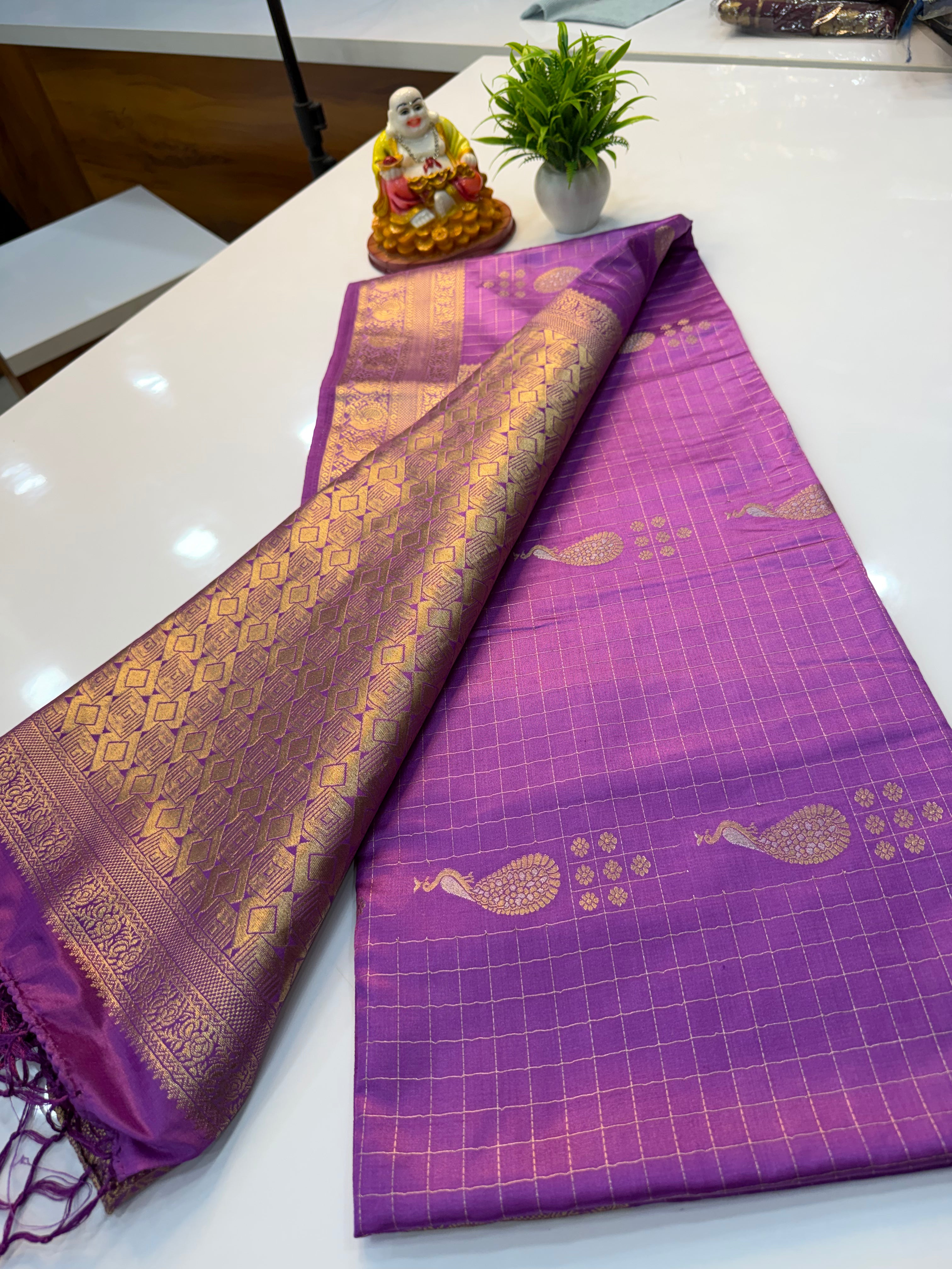 Premium Satin Saree with Peacock Design & Rich Pallu | Padmavathi Silks and Sarees…