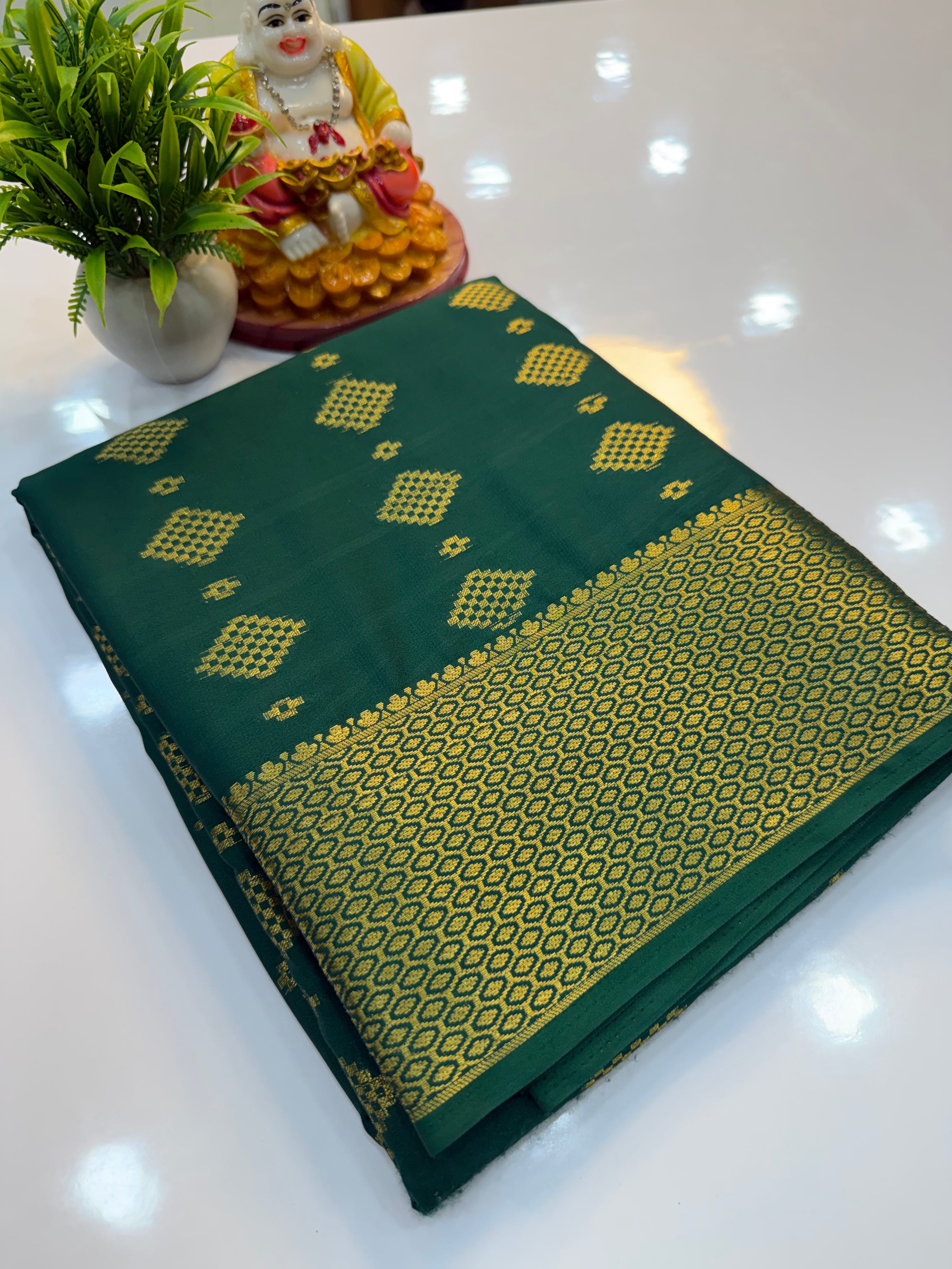 Premium Mysore Crepe Silk Saree with Beautiful Buttas & Rich Pallu | Padmavathi Silks and Sarees