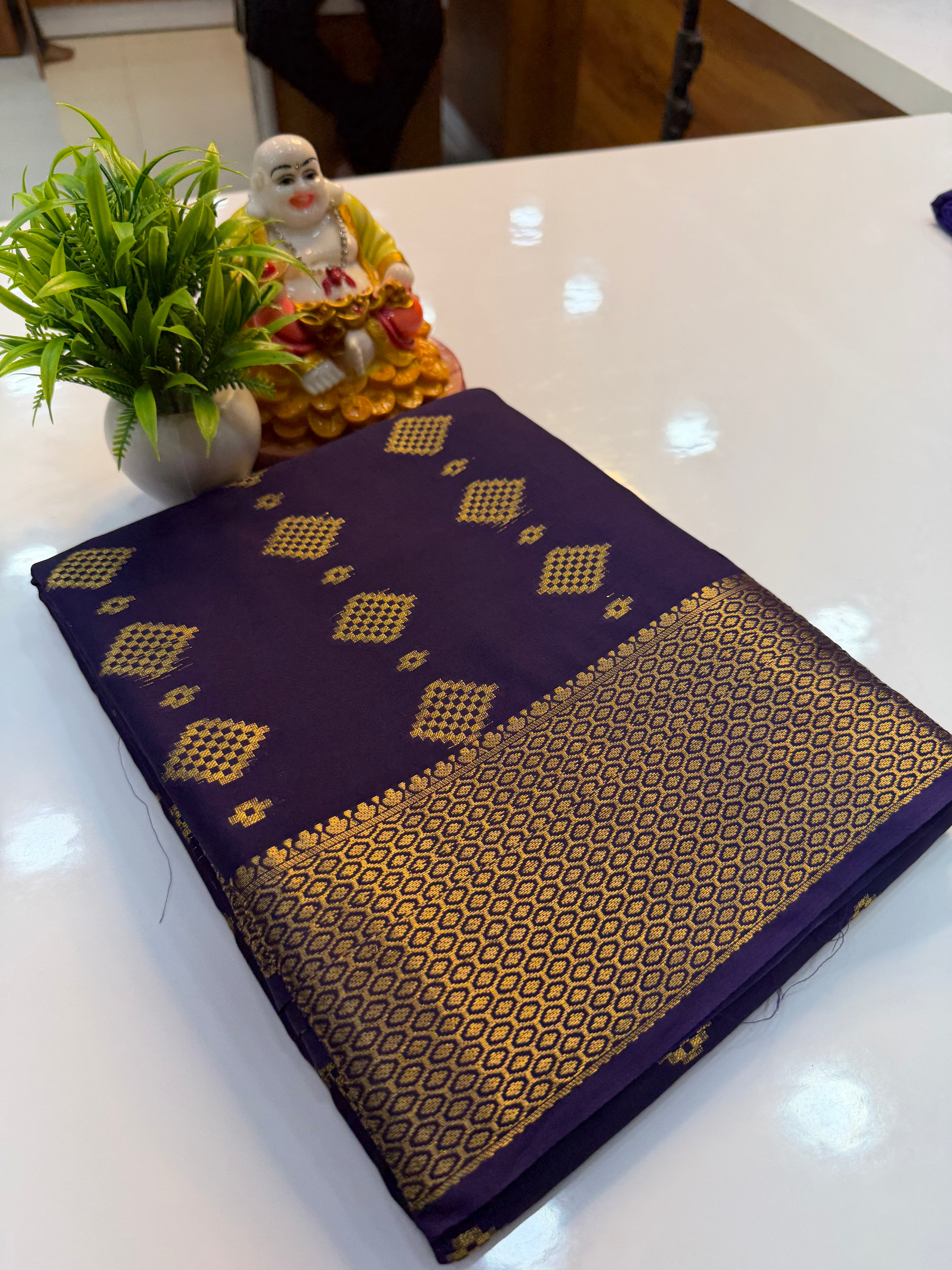 Premium Mysore Crepe Silk Saree with Beautiful Buttas & Rich Pallu | Padmavathi Silks and Sarees