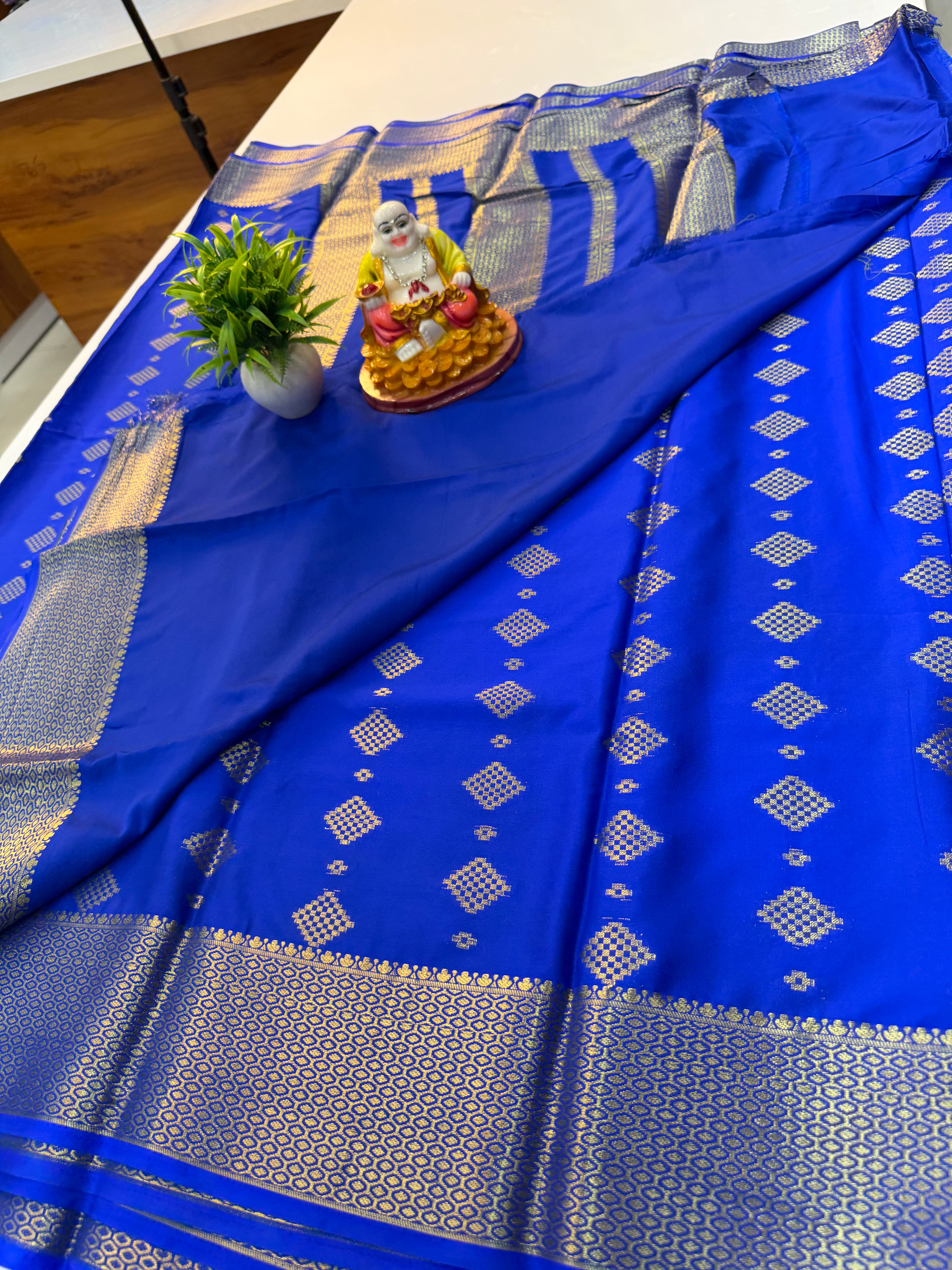 Premium Mysore Crepe Silk Saree with Beautiful Buttas & Rich Pallu | Padmavathi Silks and Sarees