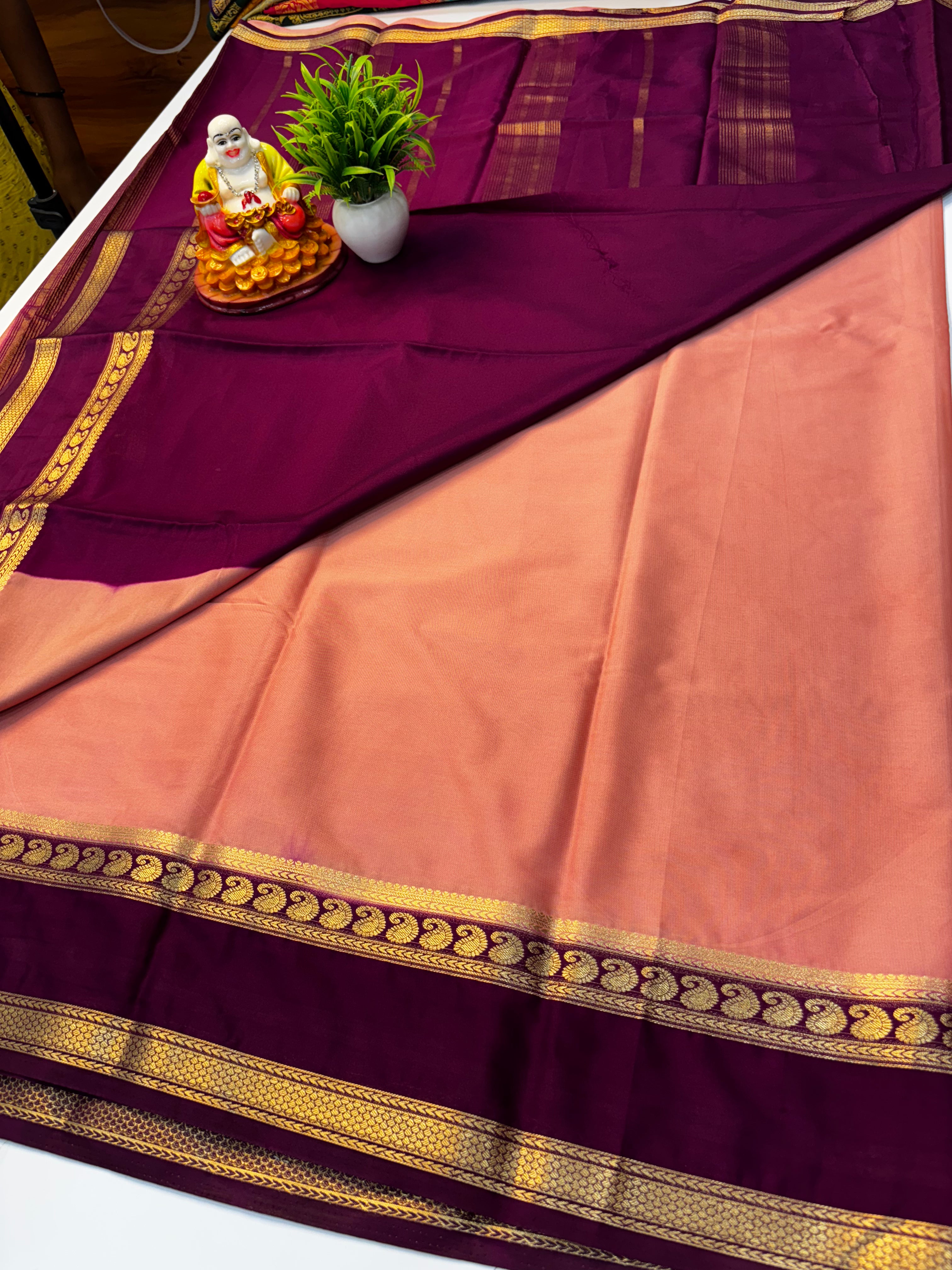 Mysore Crepe Silk Saree with Mango Bentex Border