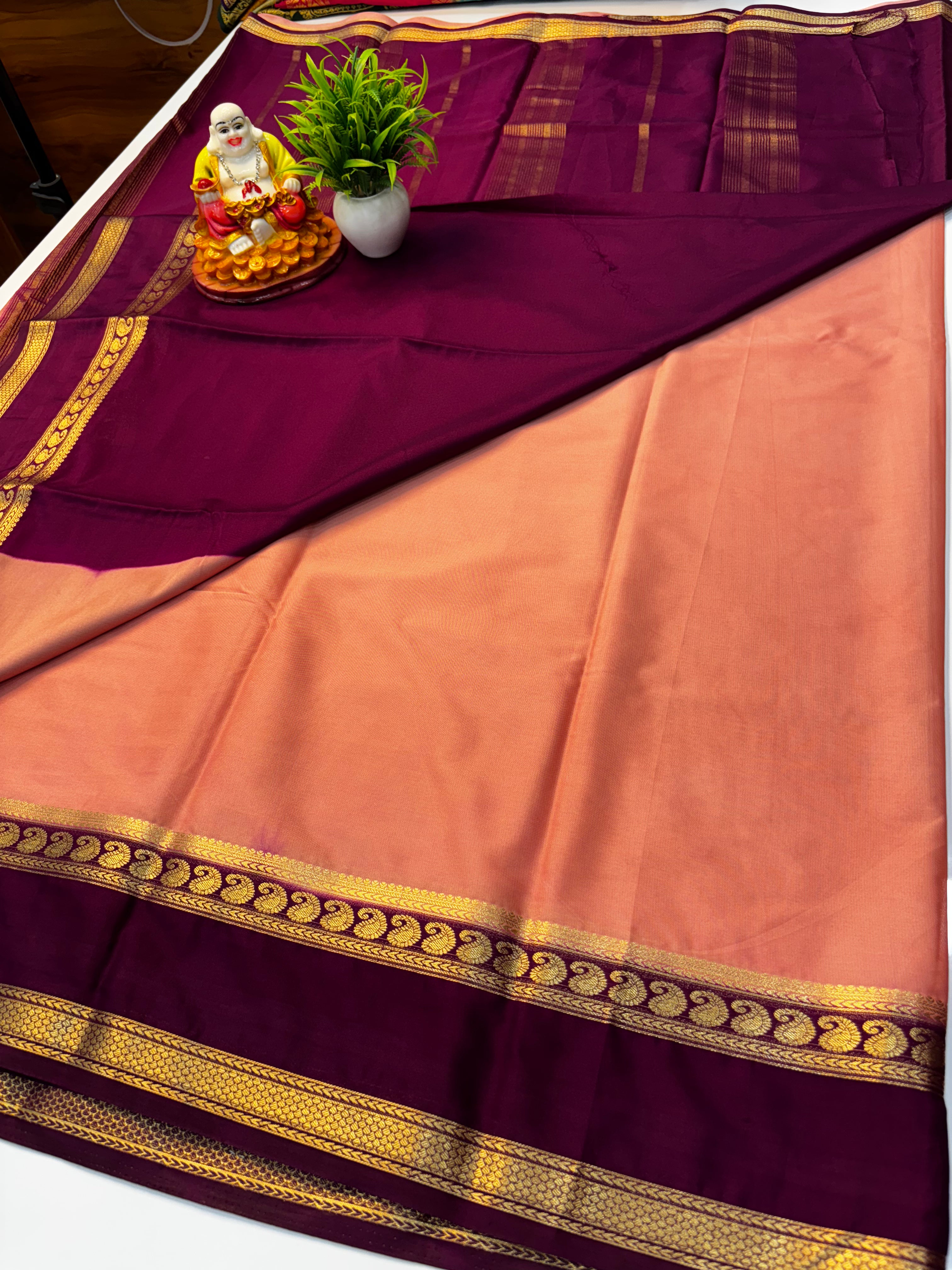 Mysore Crepe Silk Saree with Mango Bentex Border