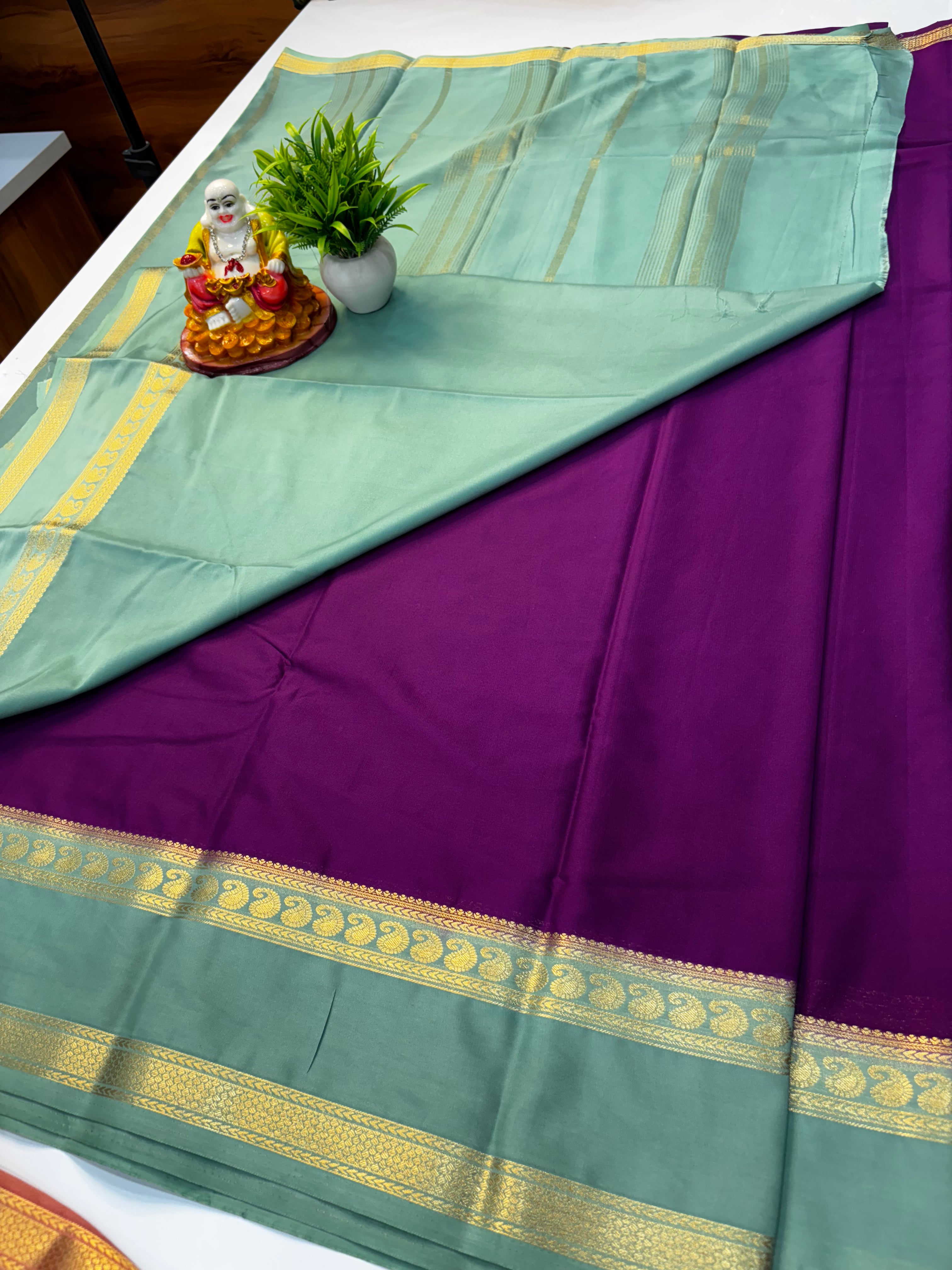 Mysore Crepe Silk Saree with Mango Bentex Border