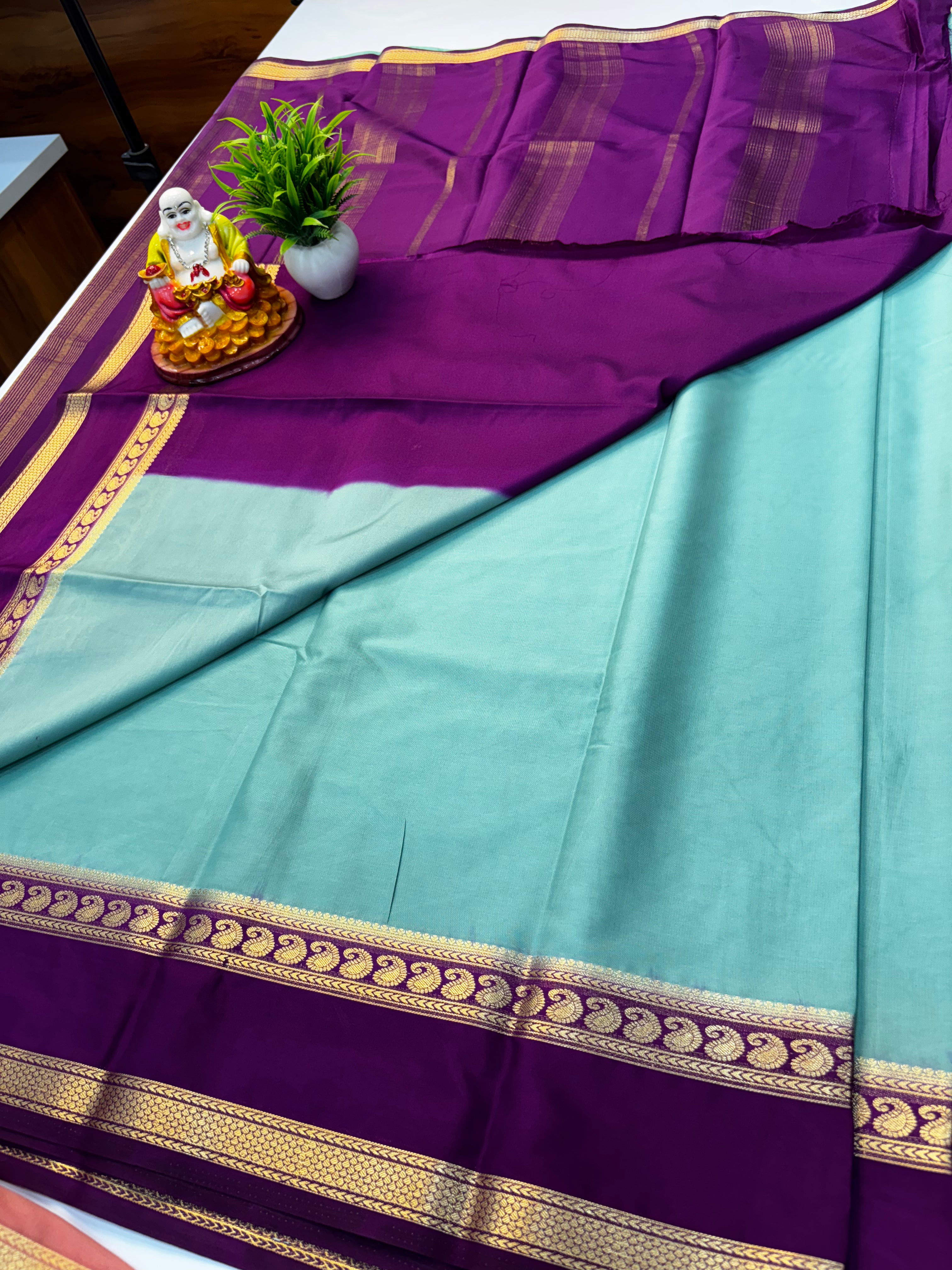Mysore Crepe Silk Saree with Mango Bentex Border