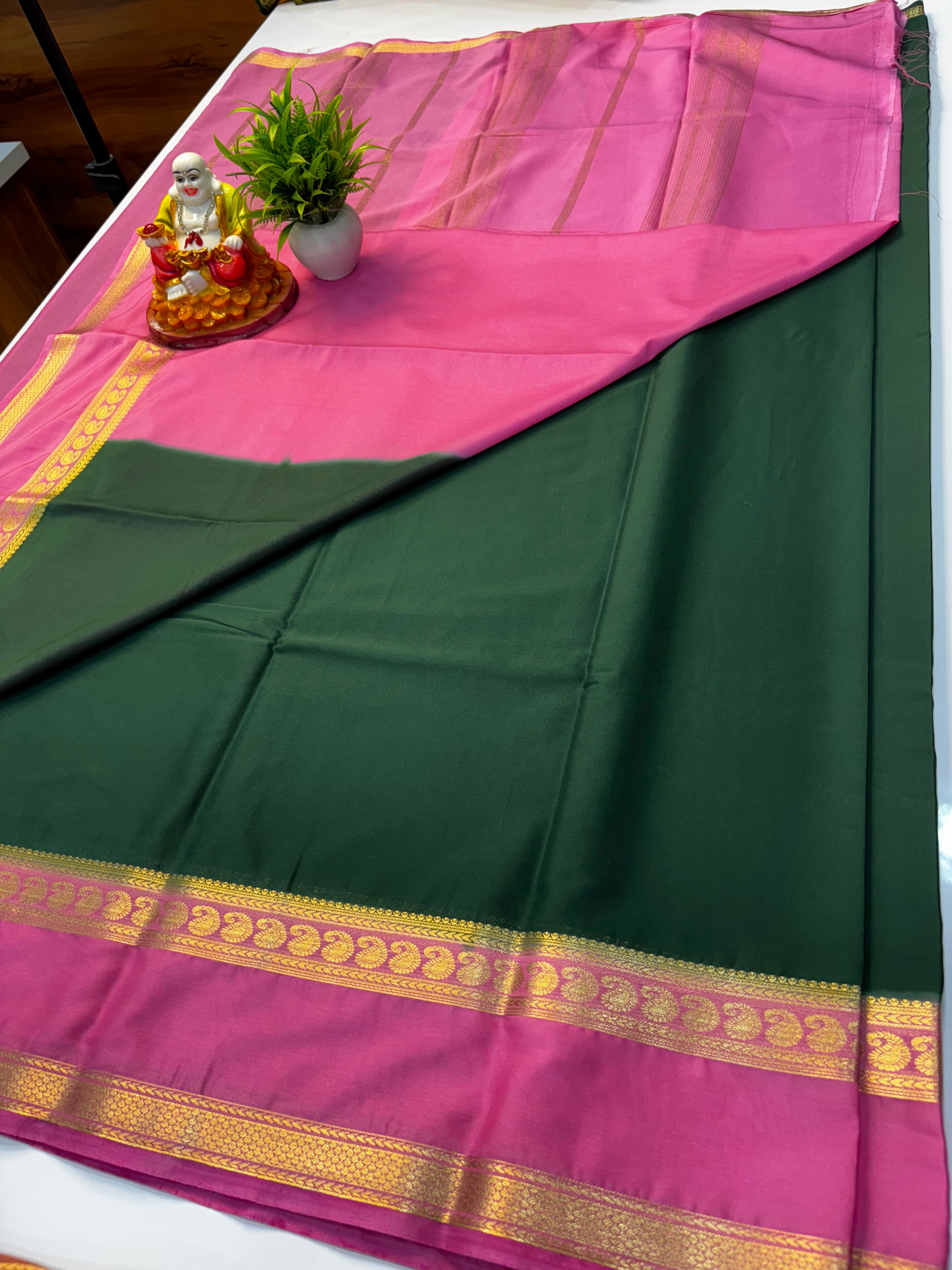 Mysore Crepe Silk Saree with Mango Bentex Border