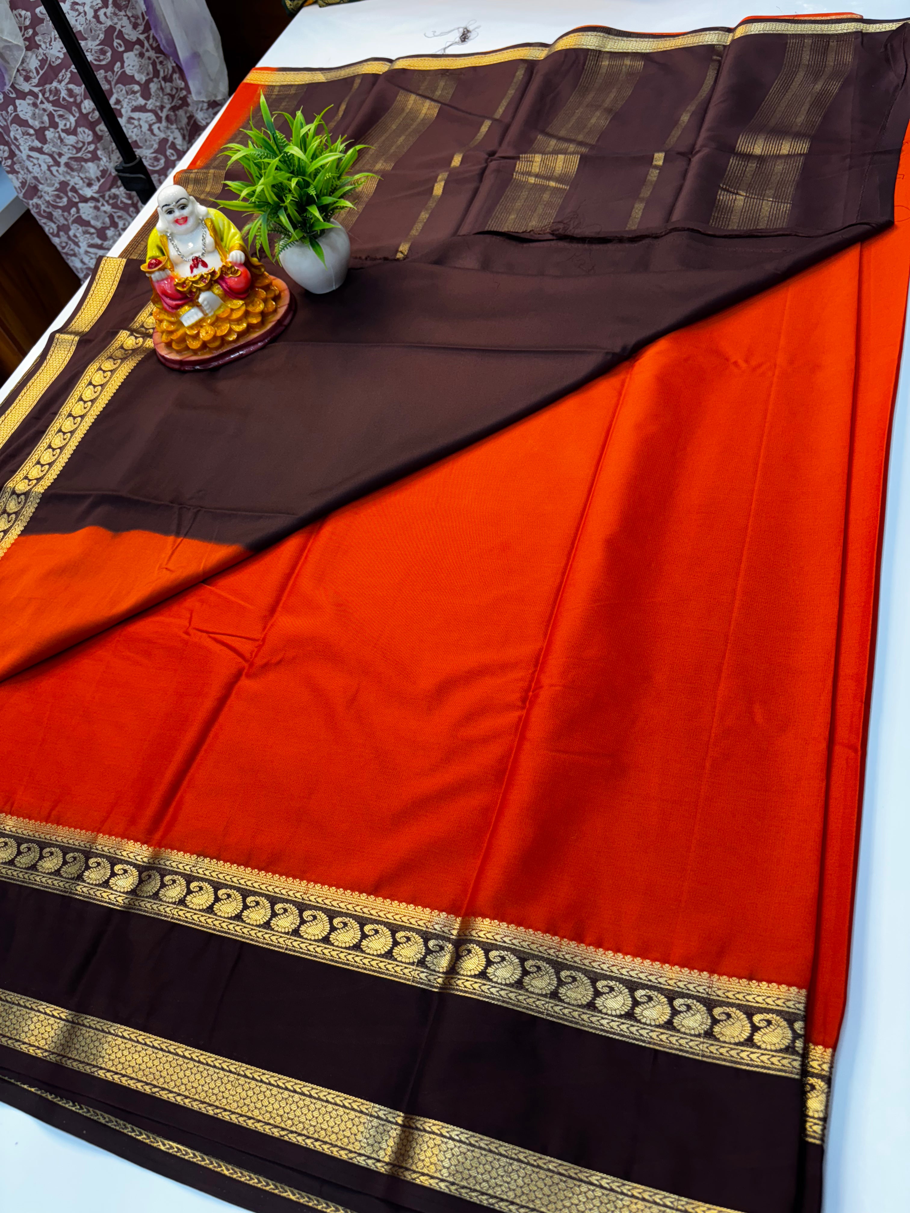 Mysore Crepe Silk Saree with Mango Bentex Border