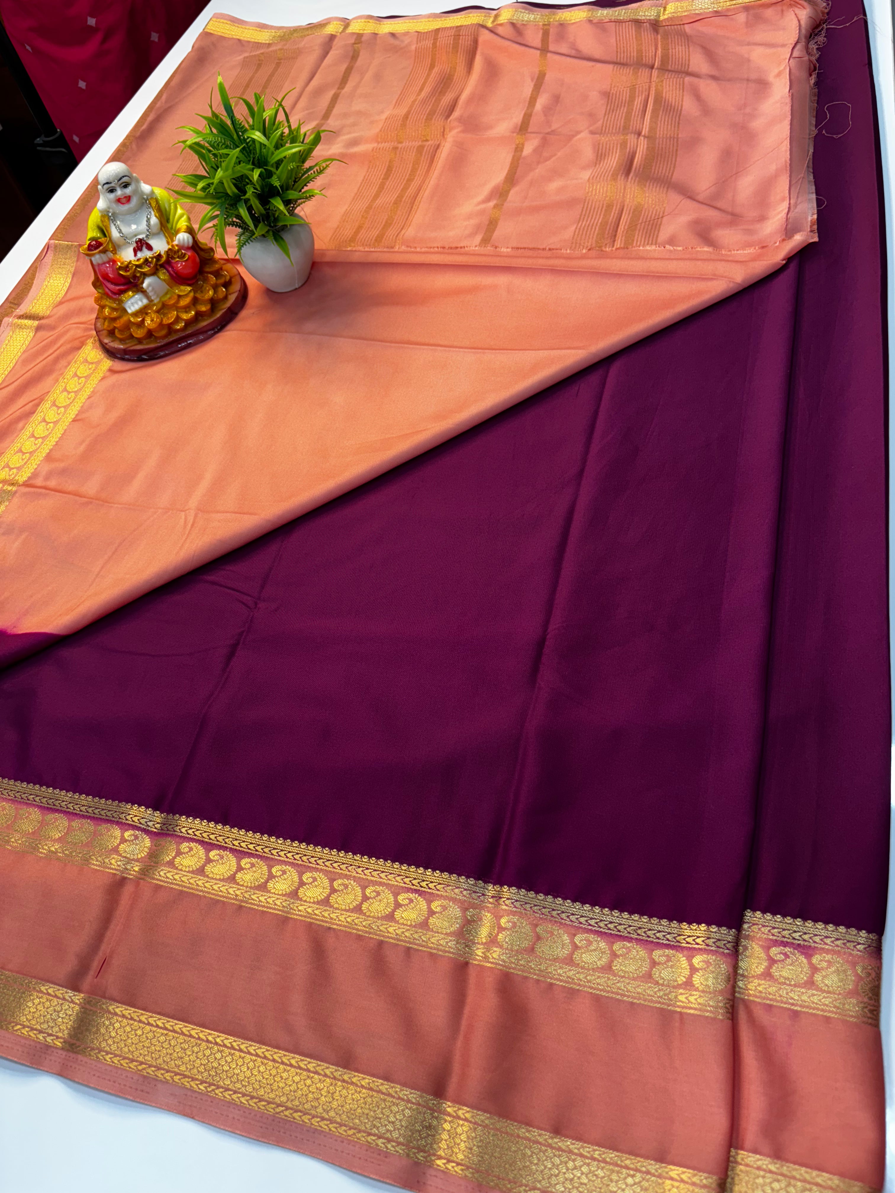 Mysore Crepe Silk Saree with Mango Bentex Border