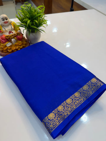 Mysore Crepe Silk Saree with Lotus Small Border & Chit Pallu…