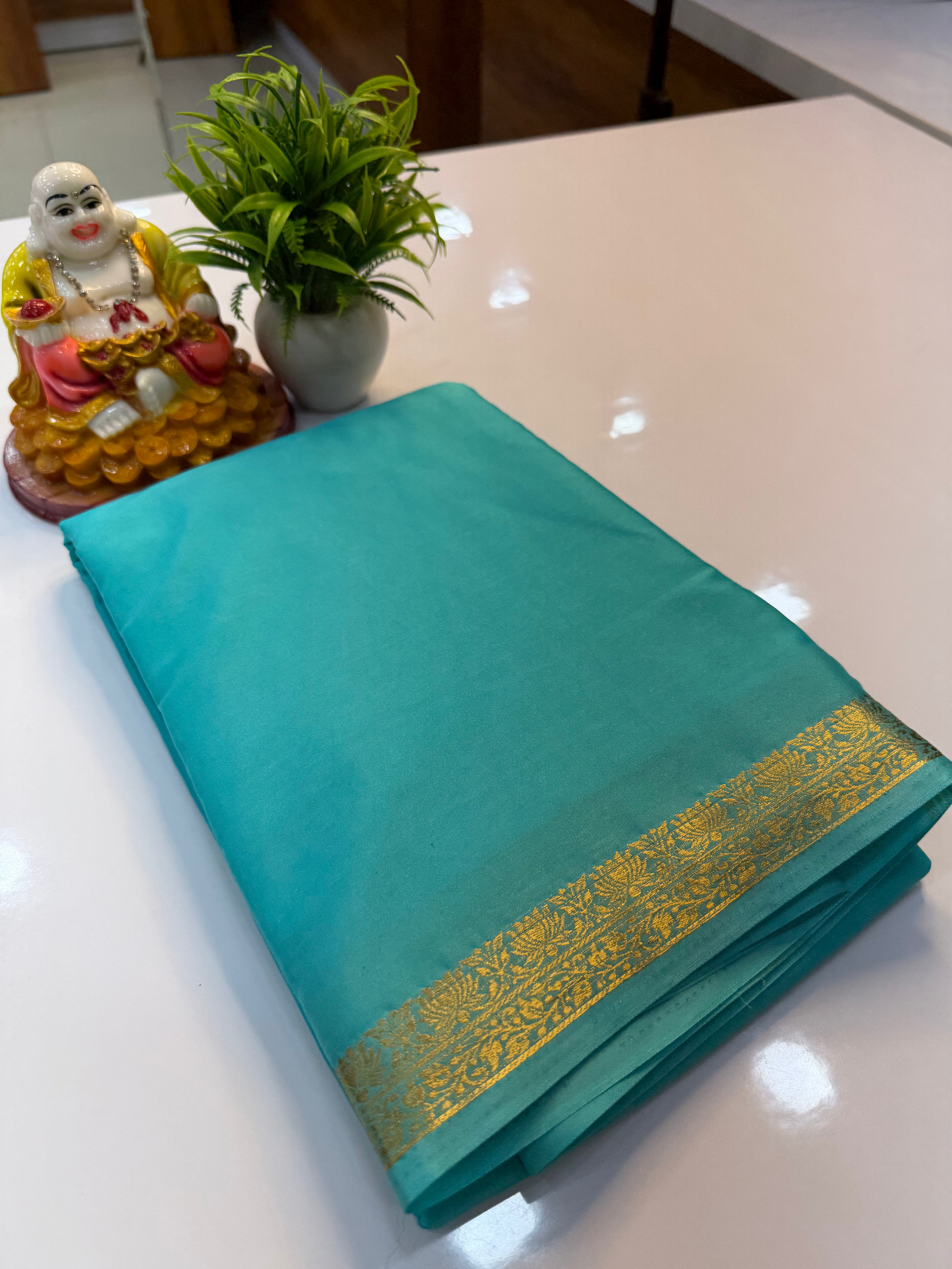 Mysore Crepe Silk Saree with Lotus Small Border & Chit Pallu…