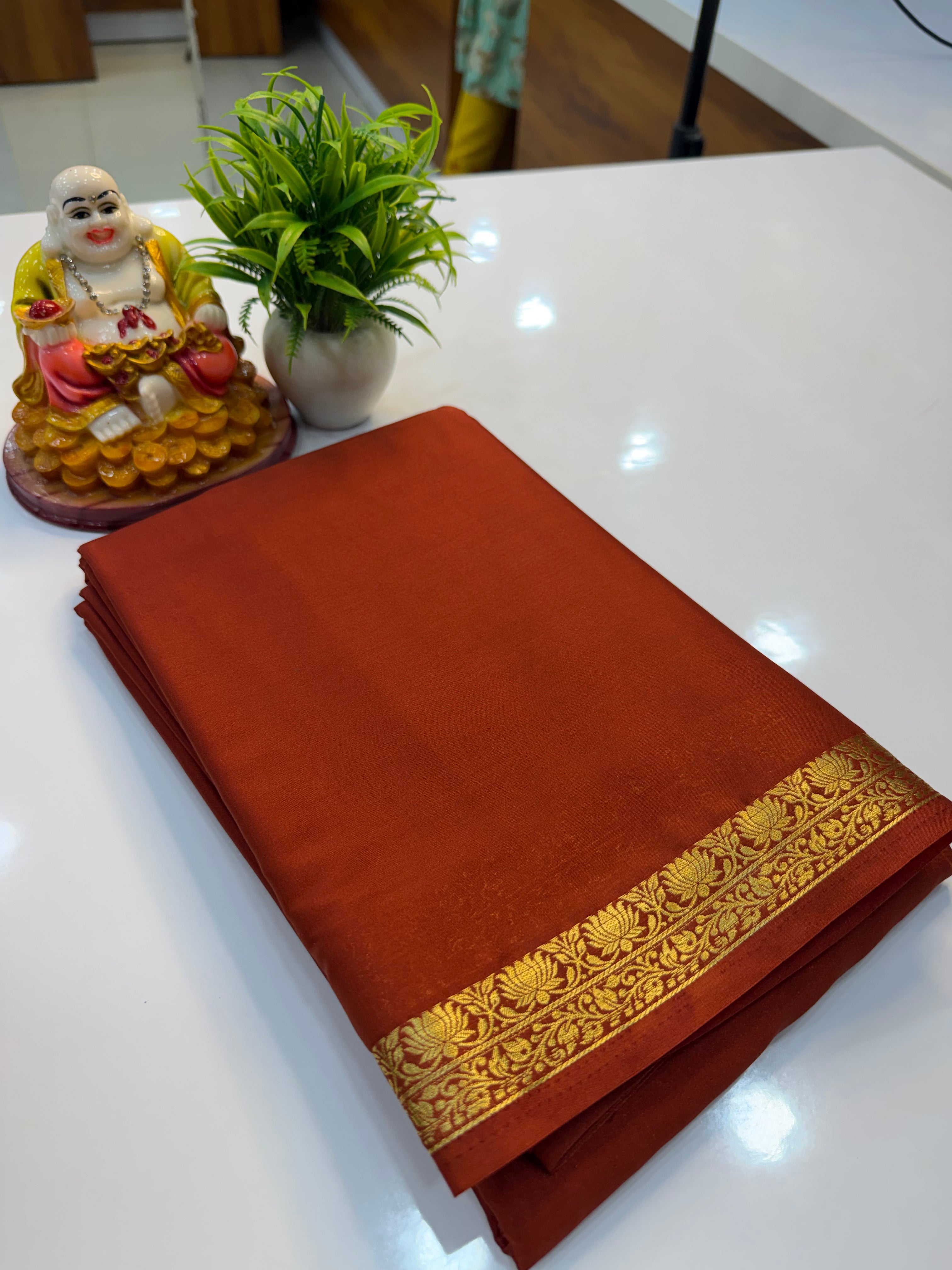Mysore Crepe Silk Saree with Lotus Small Border & Chit Pallu…