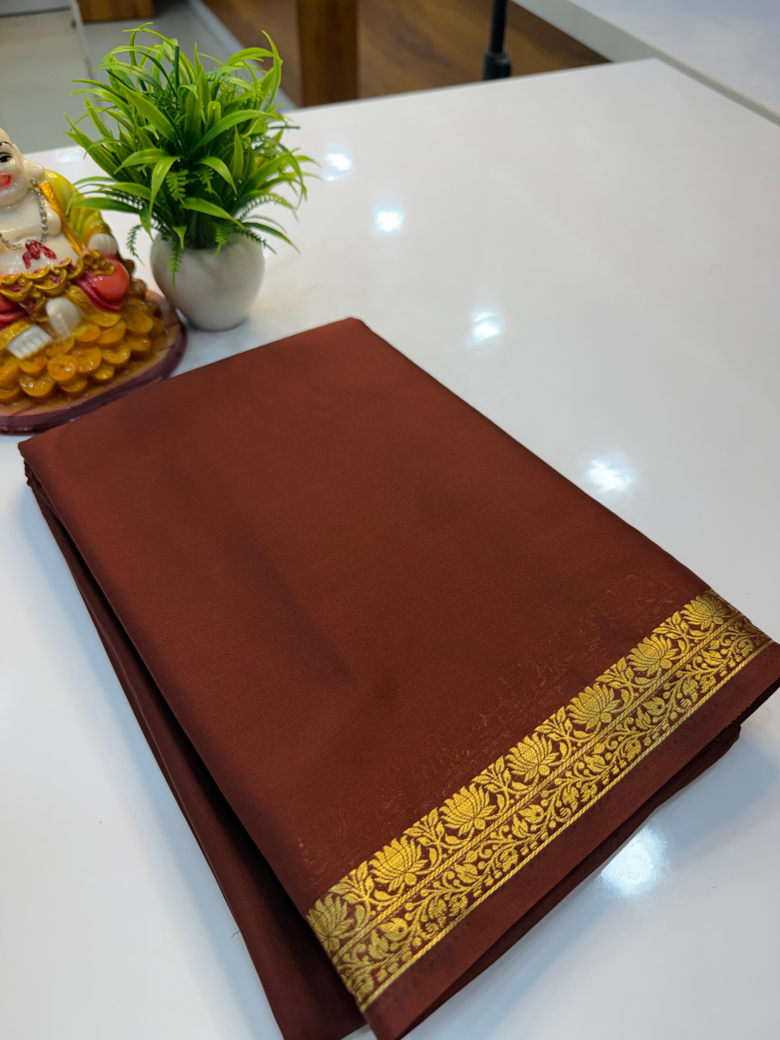 Mysore Crepe Silk Saree with Lotus Small Border & Chit Pallu…