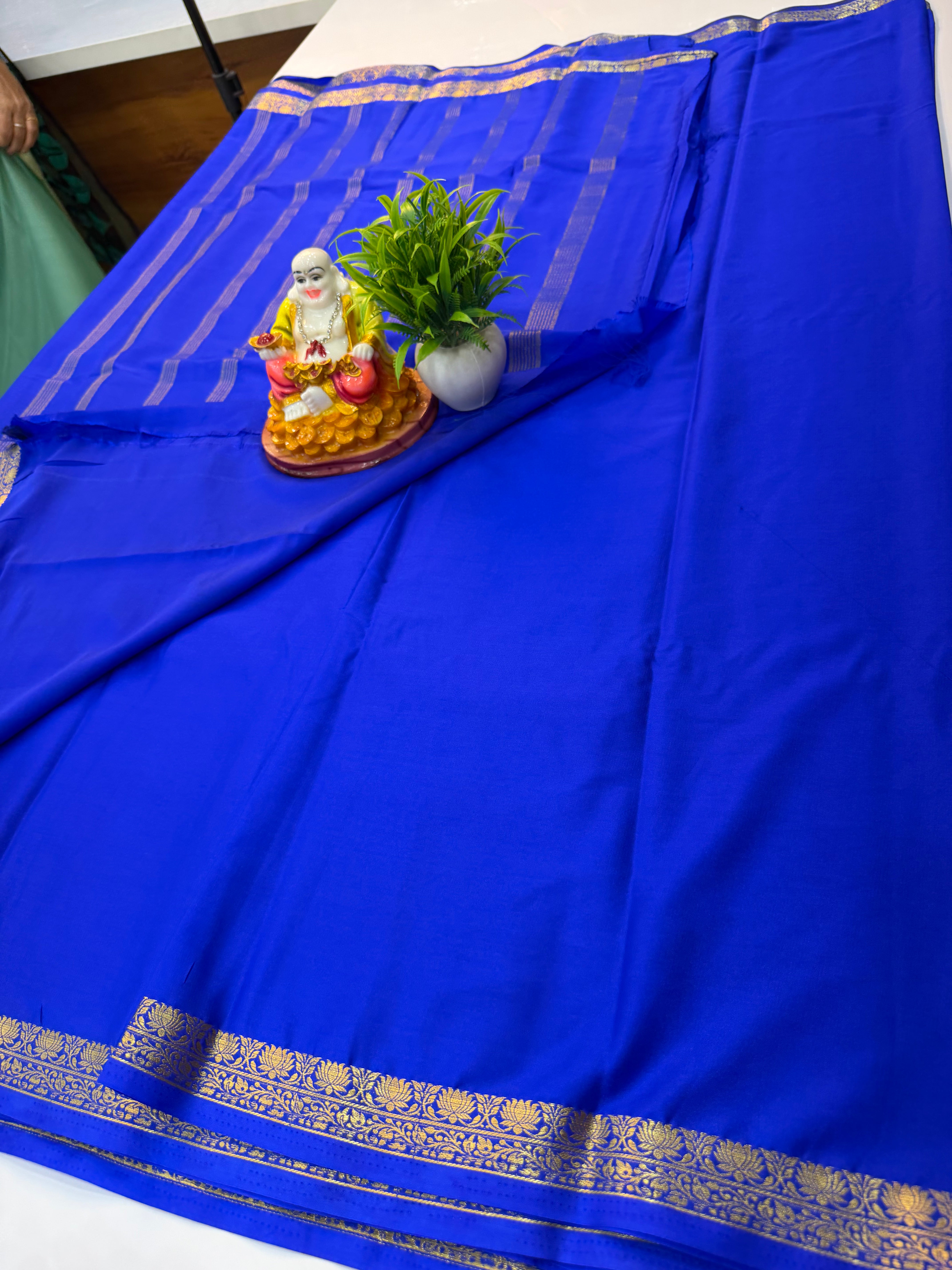 Mysore Crepe Silk Saree with Lotus Small Border & Chit Pallu…