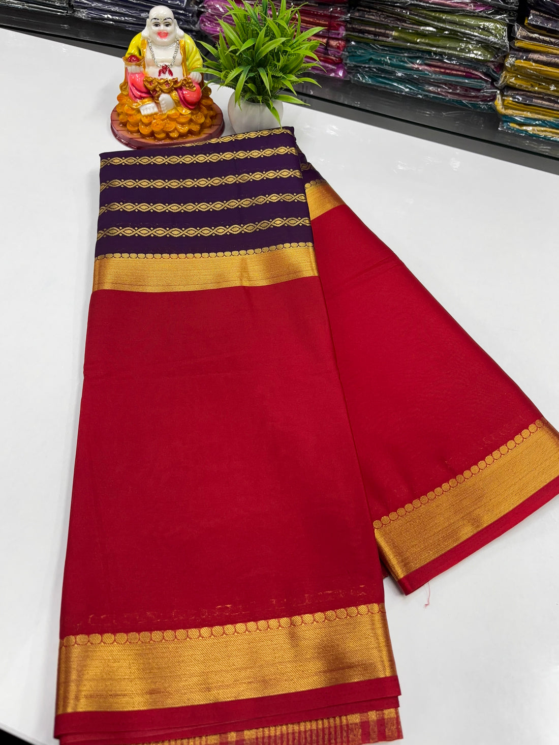 Mysore Crepe Silk Saree with Elegant Center Print