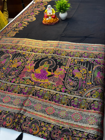 Premium Semi Silk Saree with Pashmina Design & Dancing Doll Concept  Elevate your ethnic wardrobe with this exquisite premium semi silk saree, beautifully