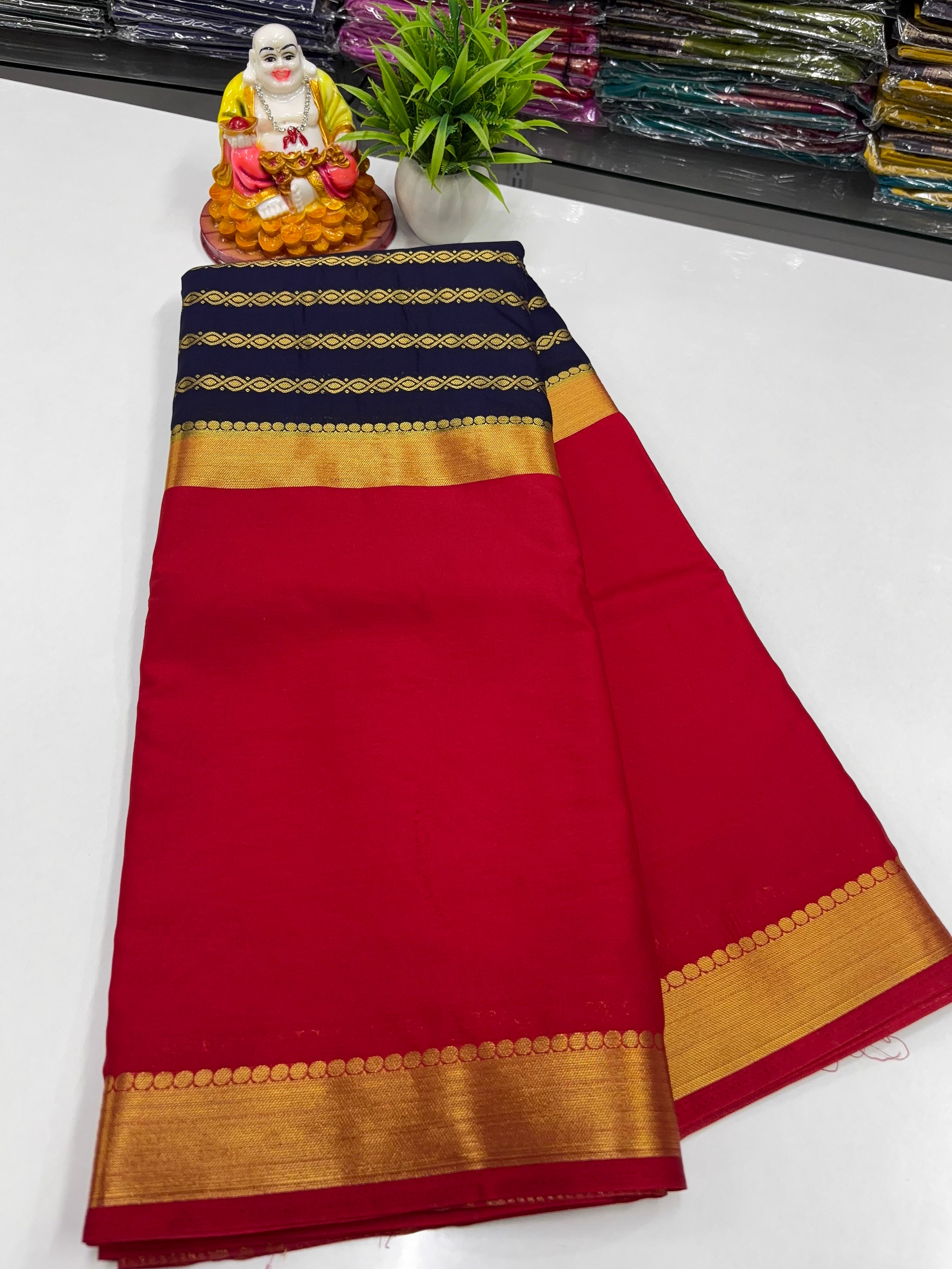 Mysore Crepe Silk Saree with Elegant Center Print