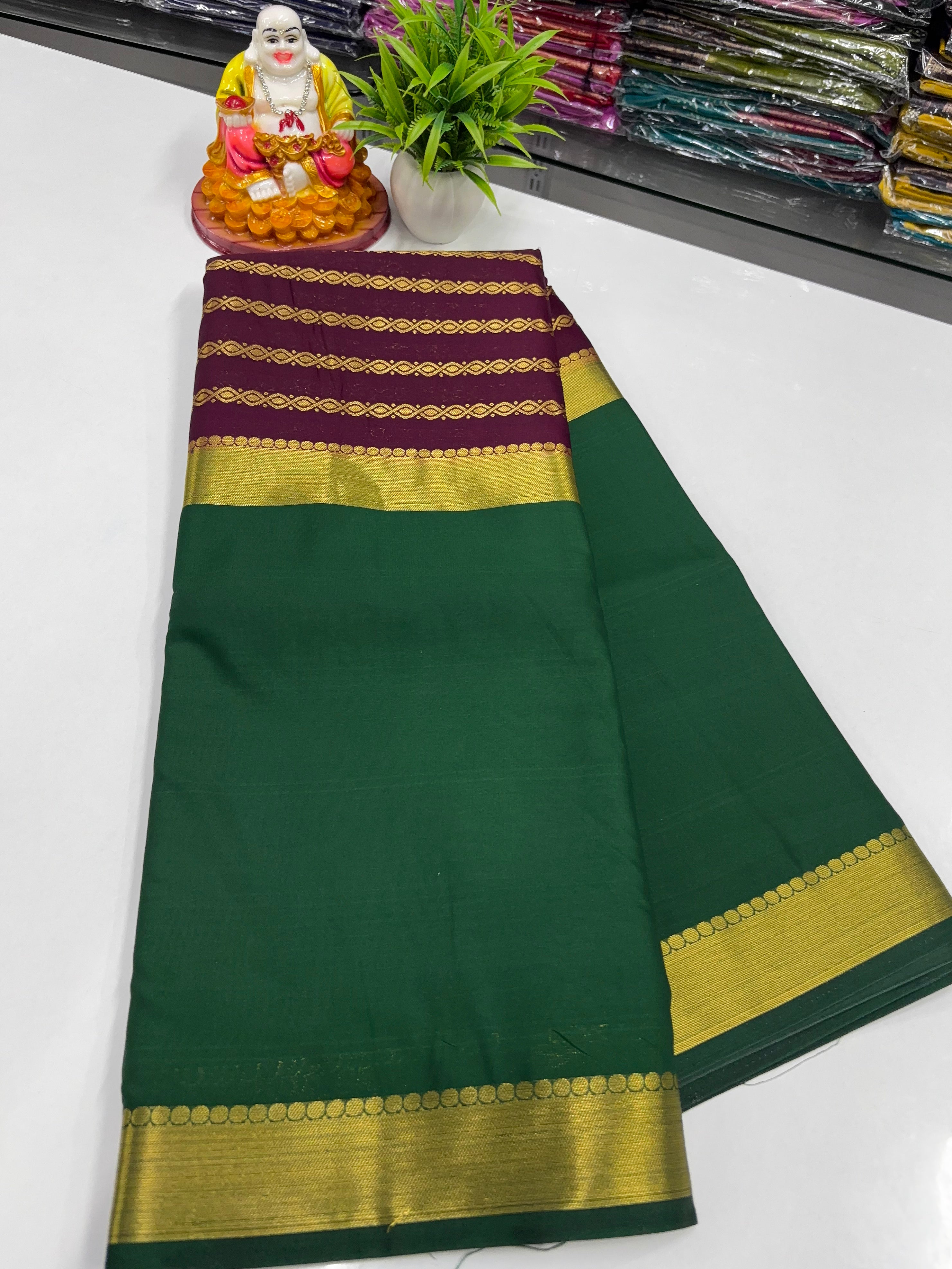 Mysore Crepe Silk Saree with Elegant Center Print