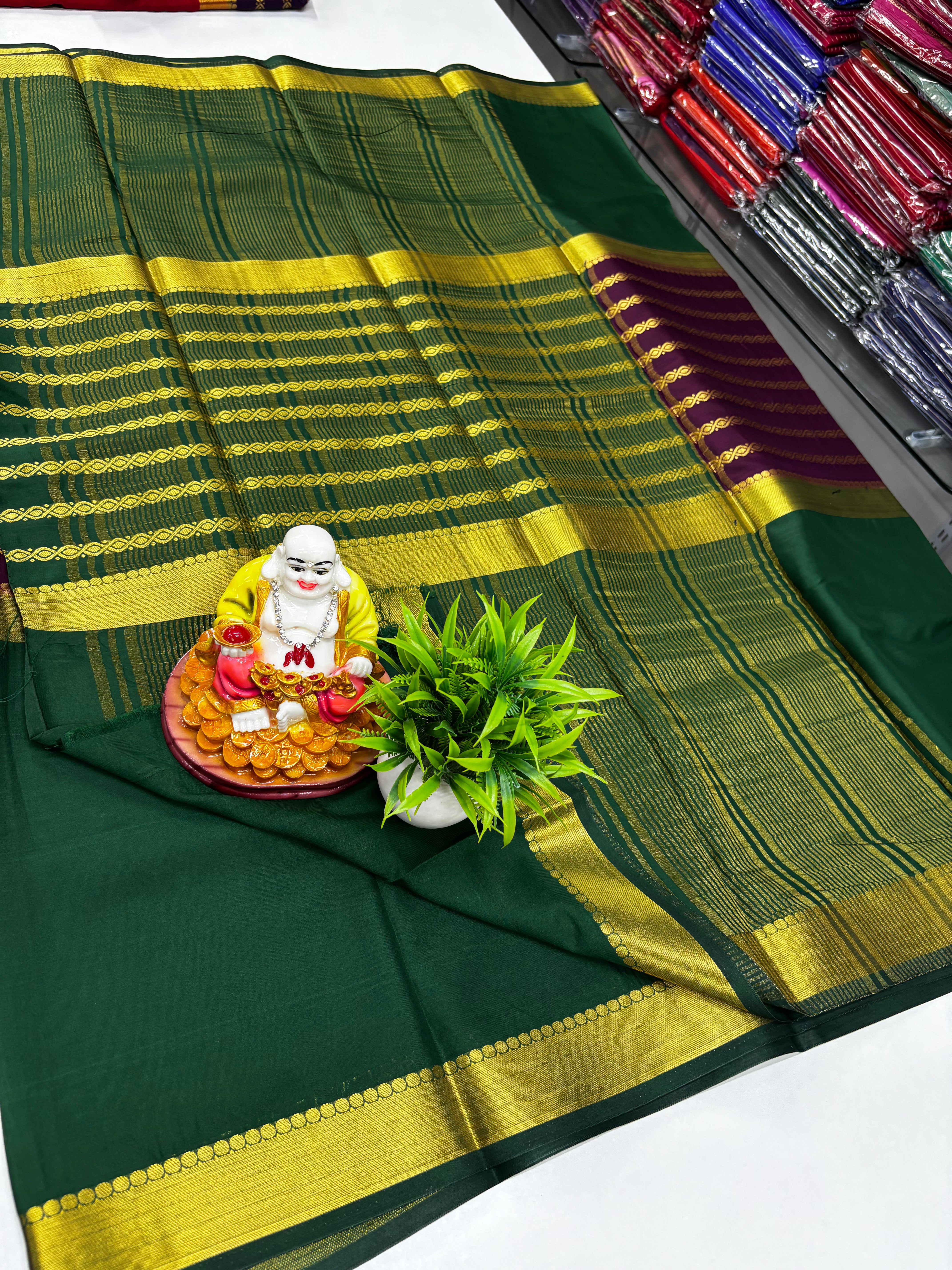 Mysore Crepe Silk Saree with Elegant Center Print