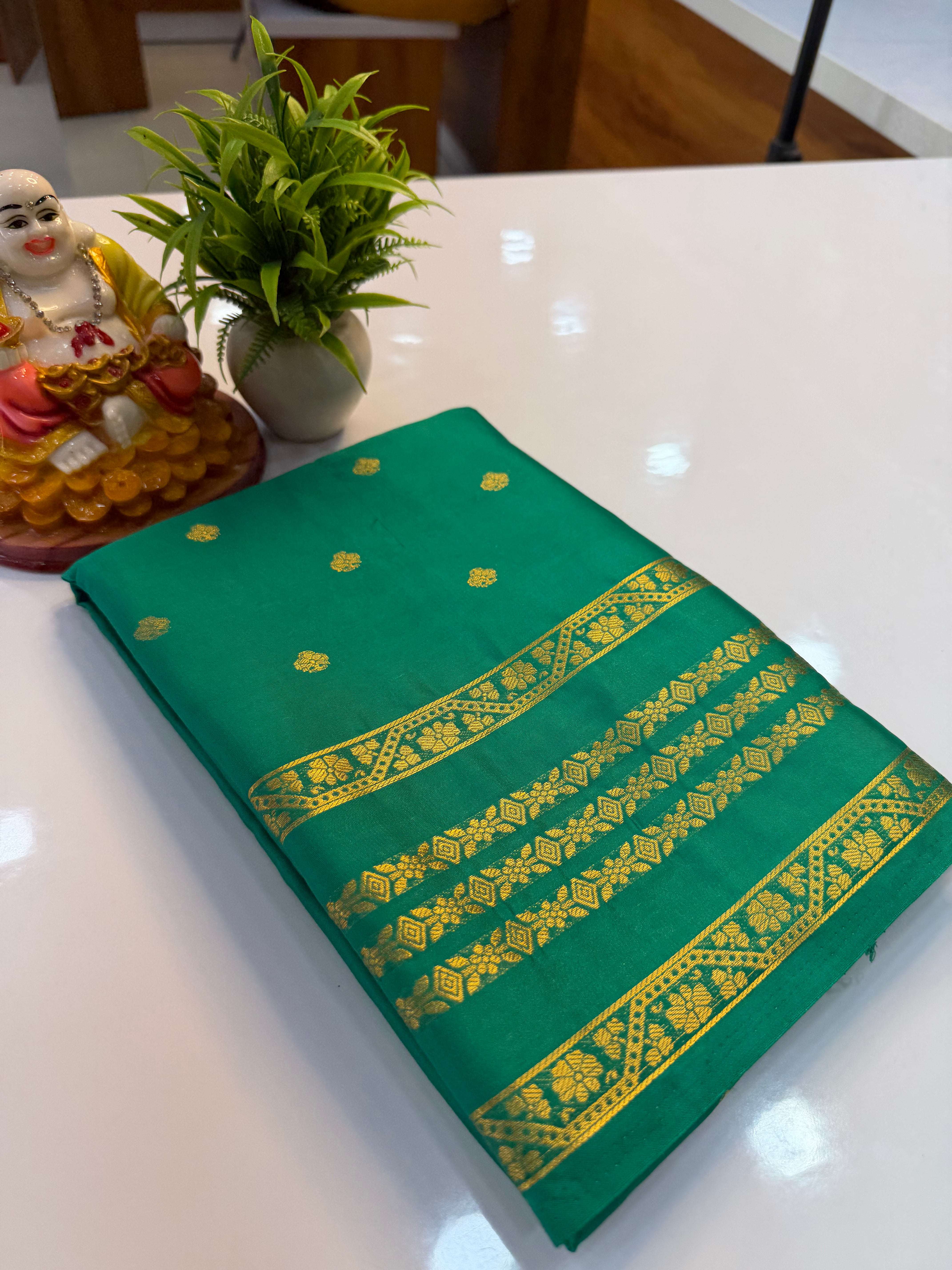 Mysore Crepe Silk Saree with Buttas & Self Blouse…