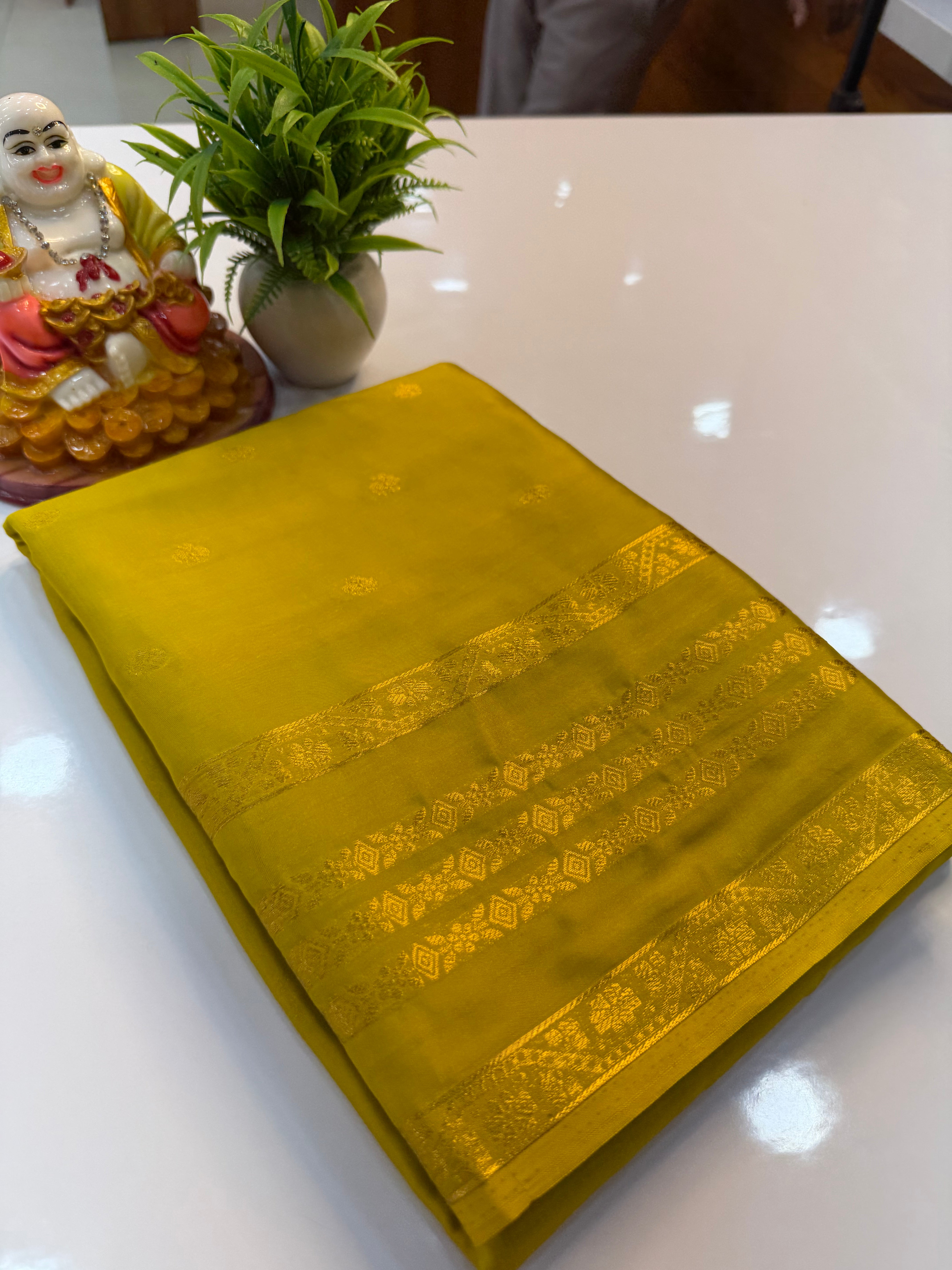 Mysore Crepe Silk Saree with Buttas & Self Blouse…