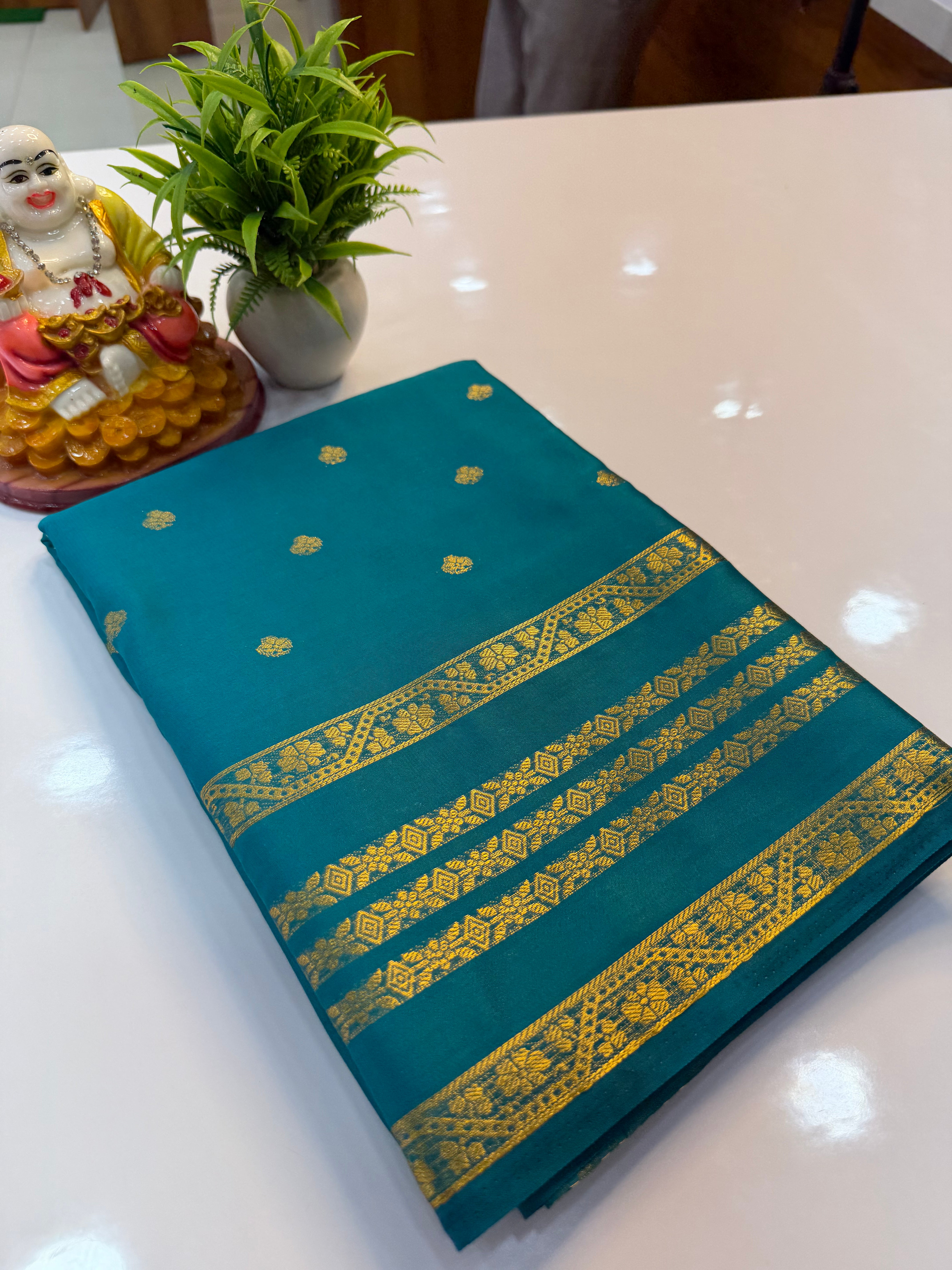 Mysore Crepe Silk Saree with Buttas & Self Blouse…