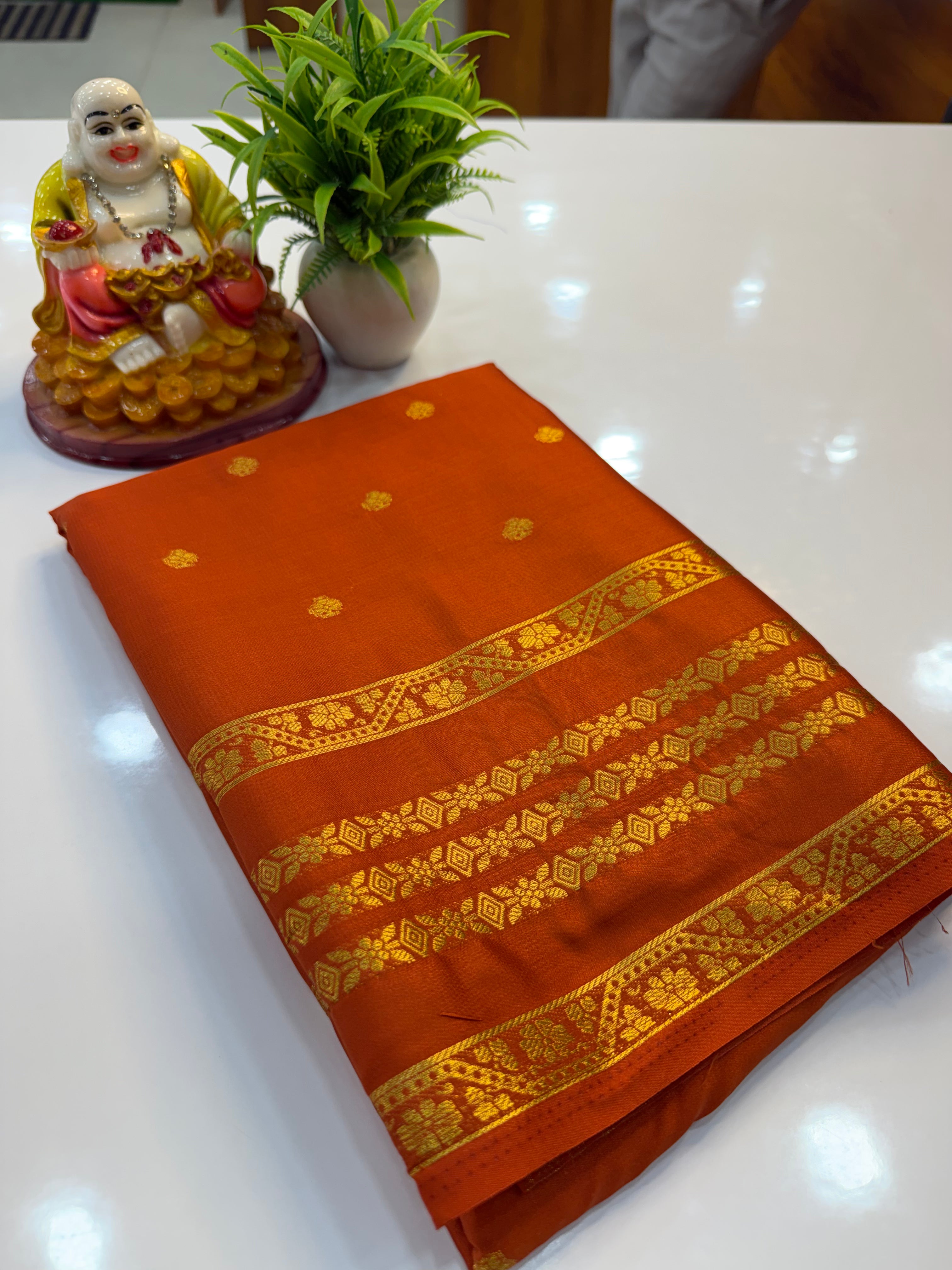 Mysore Crepe Silk Saree with Buttas & Self Blouse…