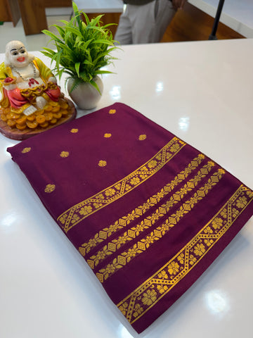Mysore Crepe Silk Saree with Buttas & Self Blouse…