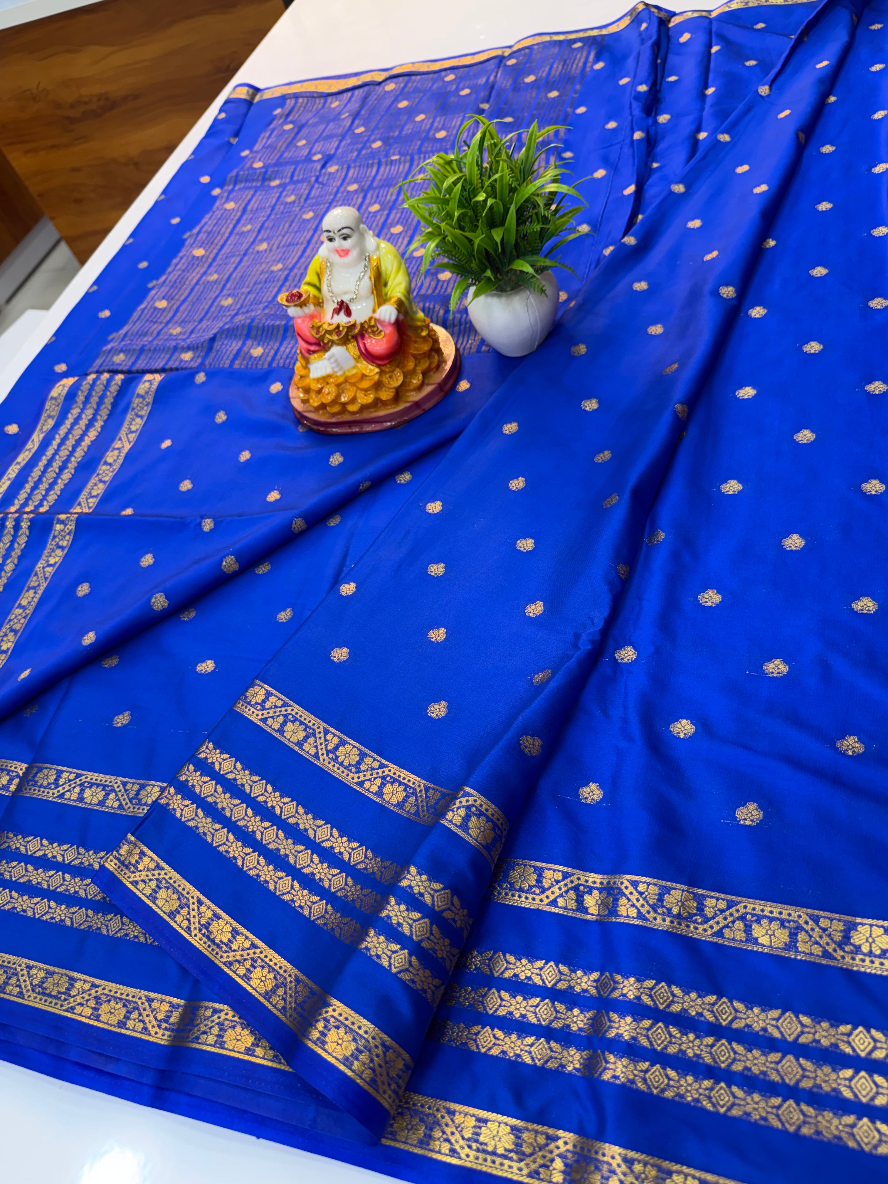 Mysore Crepe Silk Saree with Buttas & Self Blouse…