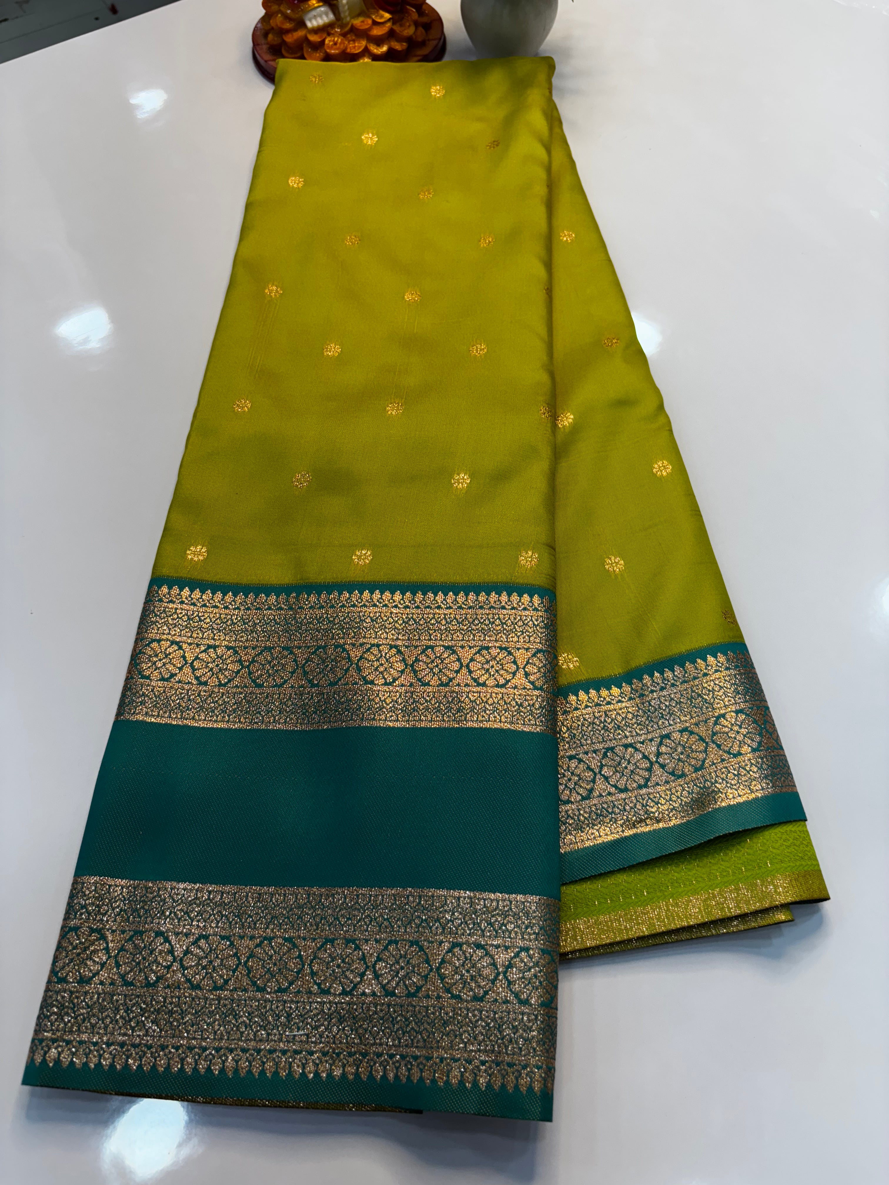 Semi Silk Saree with Bentex Border & Buttas