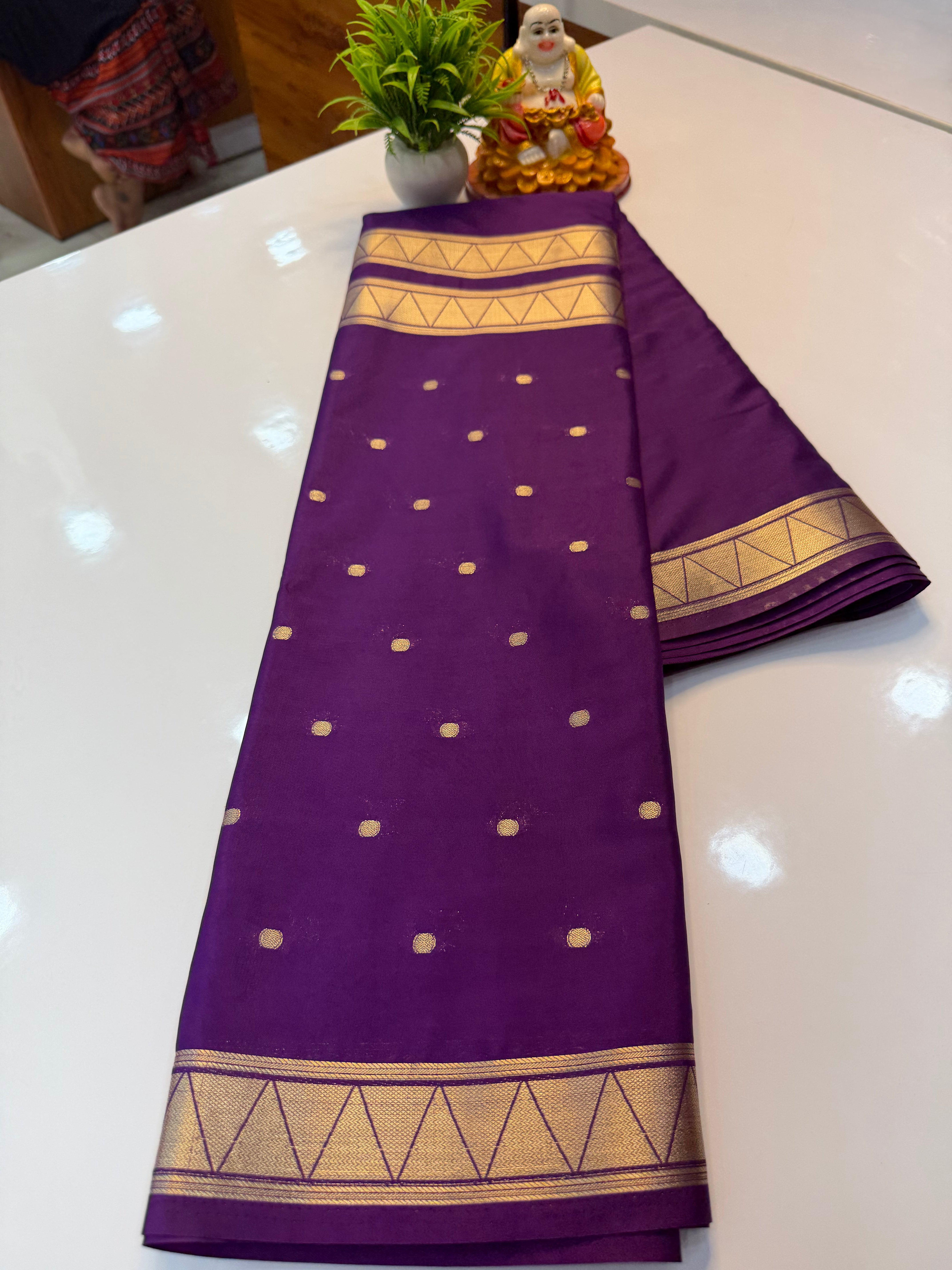 Mysore Crepe Silk Saree with Half & Half Pattern & Chit Pallu…