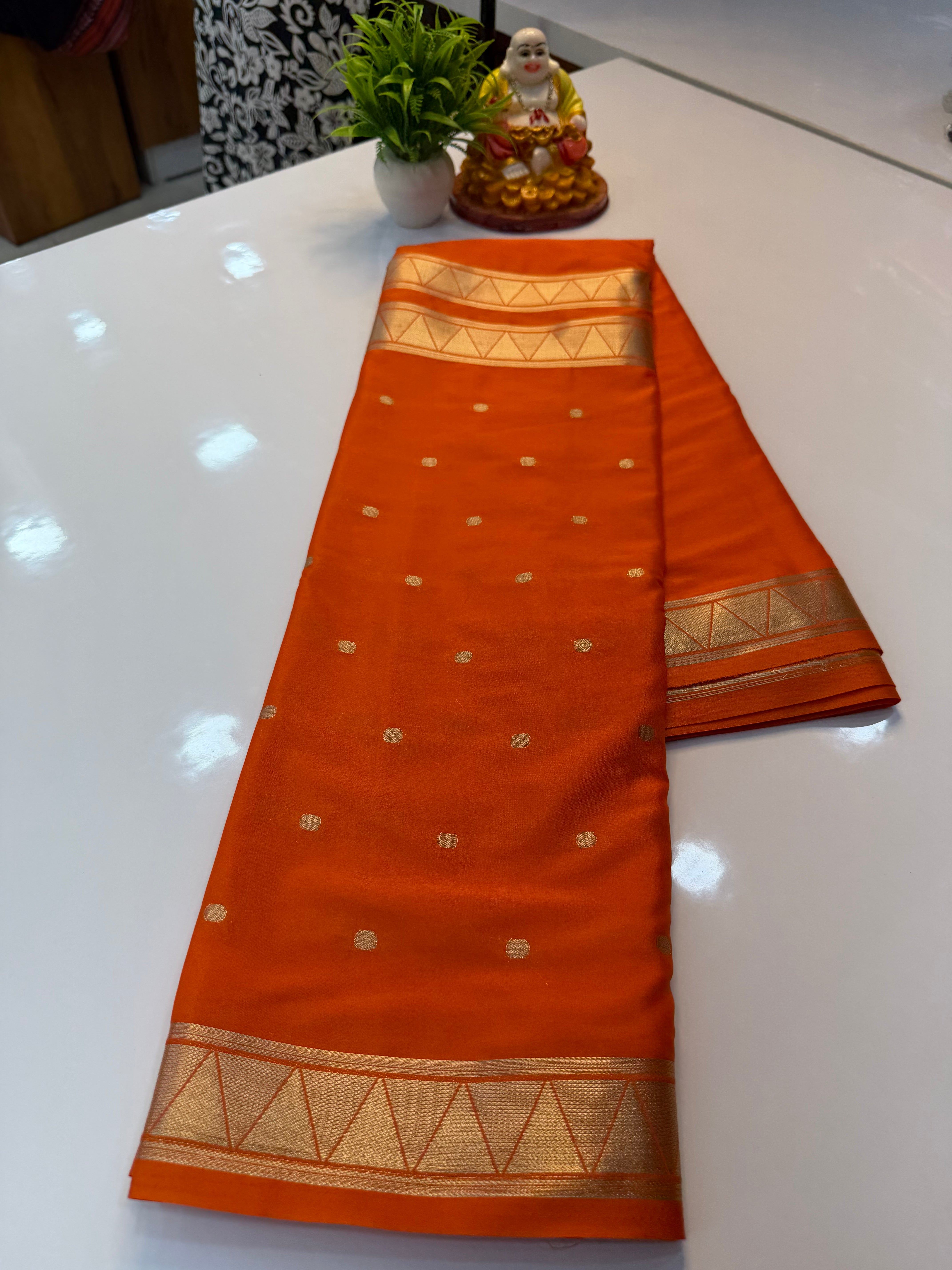 Mysore Crepe Silk Saree with Half & Half Pattern & Chit Pallu…