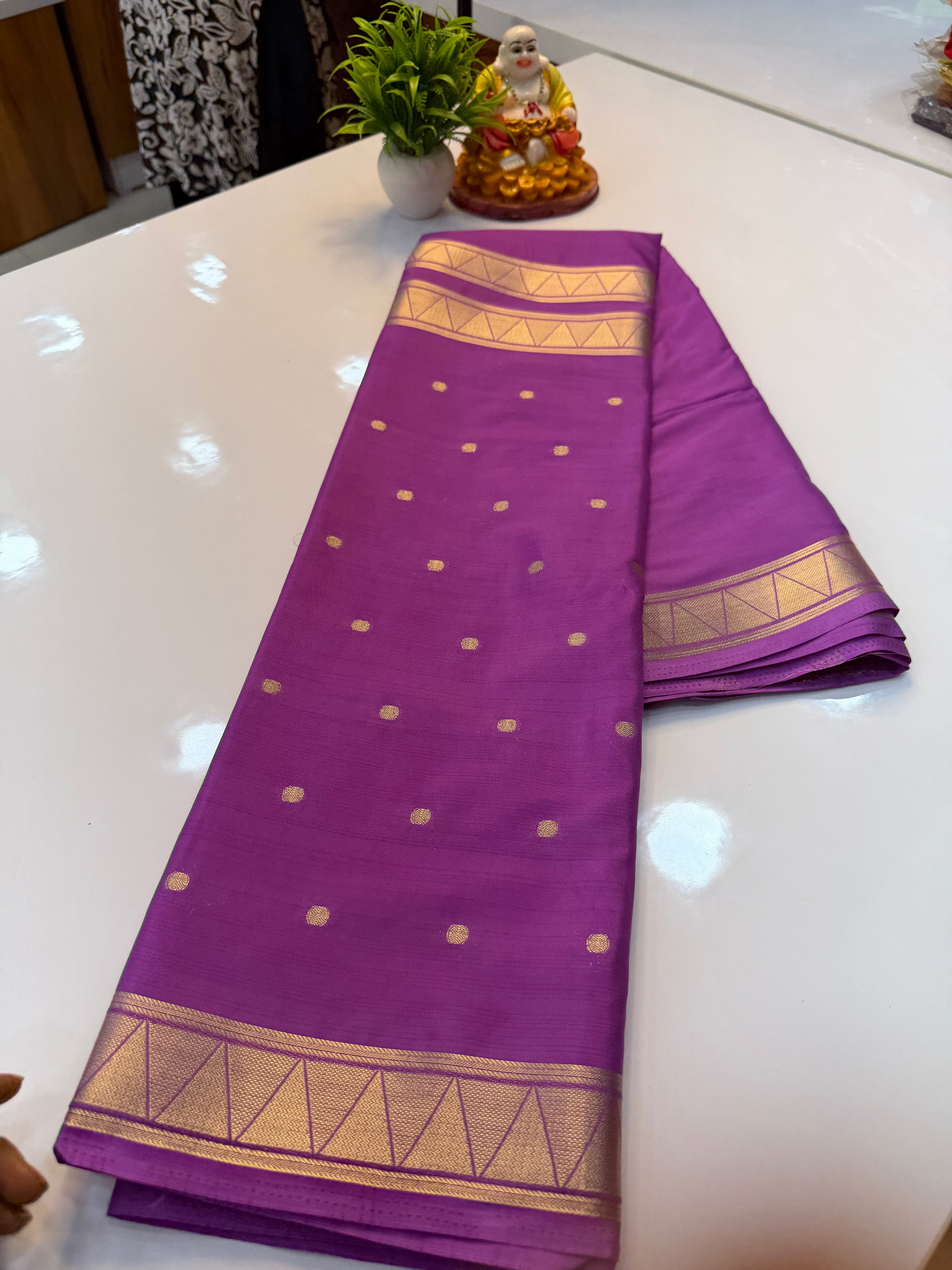 Mysore Crepe Silk Saree with Half & Half Pattern & Chit Pallu…